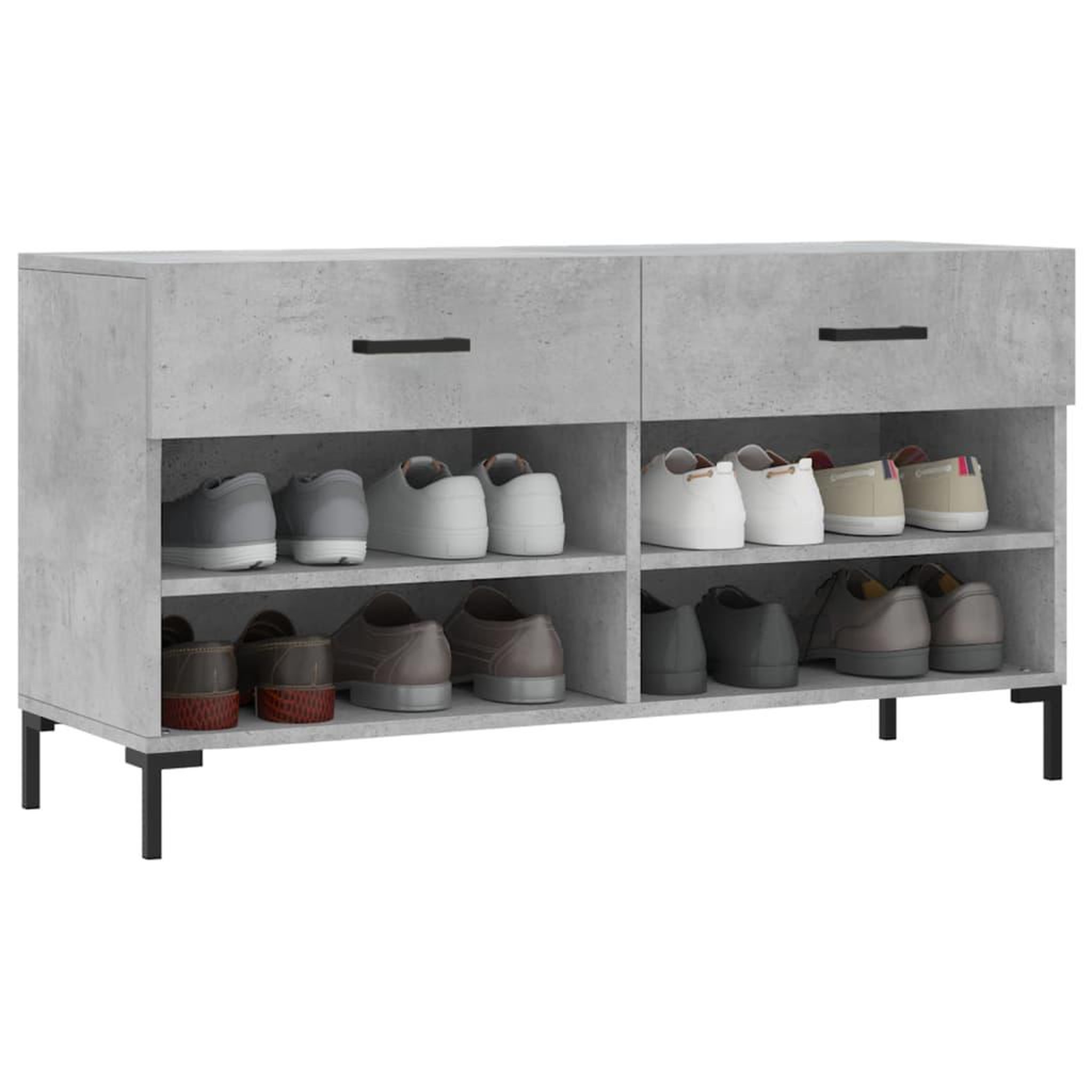 Voir la diapositive 3 : VIDAXL Banc a chaussures gris beton 102x35x55 cm bois d'ingenierie