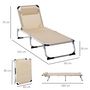 Voir la diapositive 3 : OUTSUNNY Bain de soleil transat pliable grand confort dossier réglable multi-position tétière alu. textilène beige
