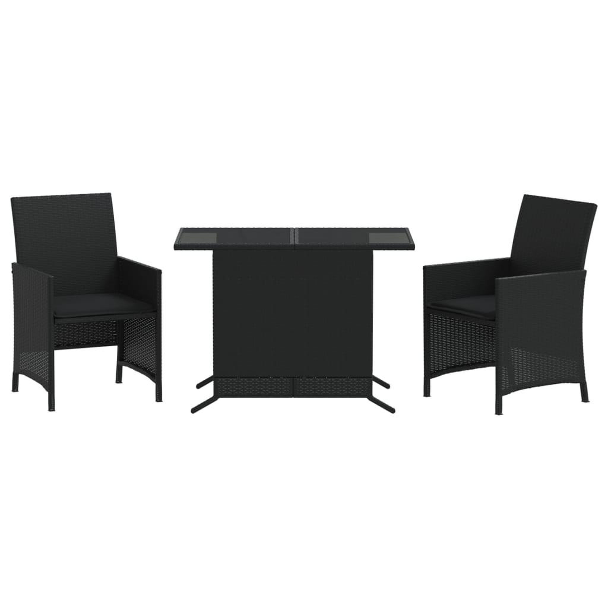 Voir la diapositive 2 : VIDAXL Ensemble de bistro 3 pcs avec coussins noir resine tressee