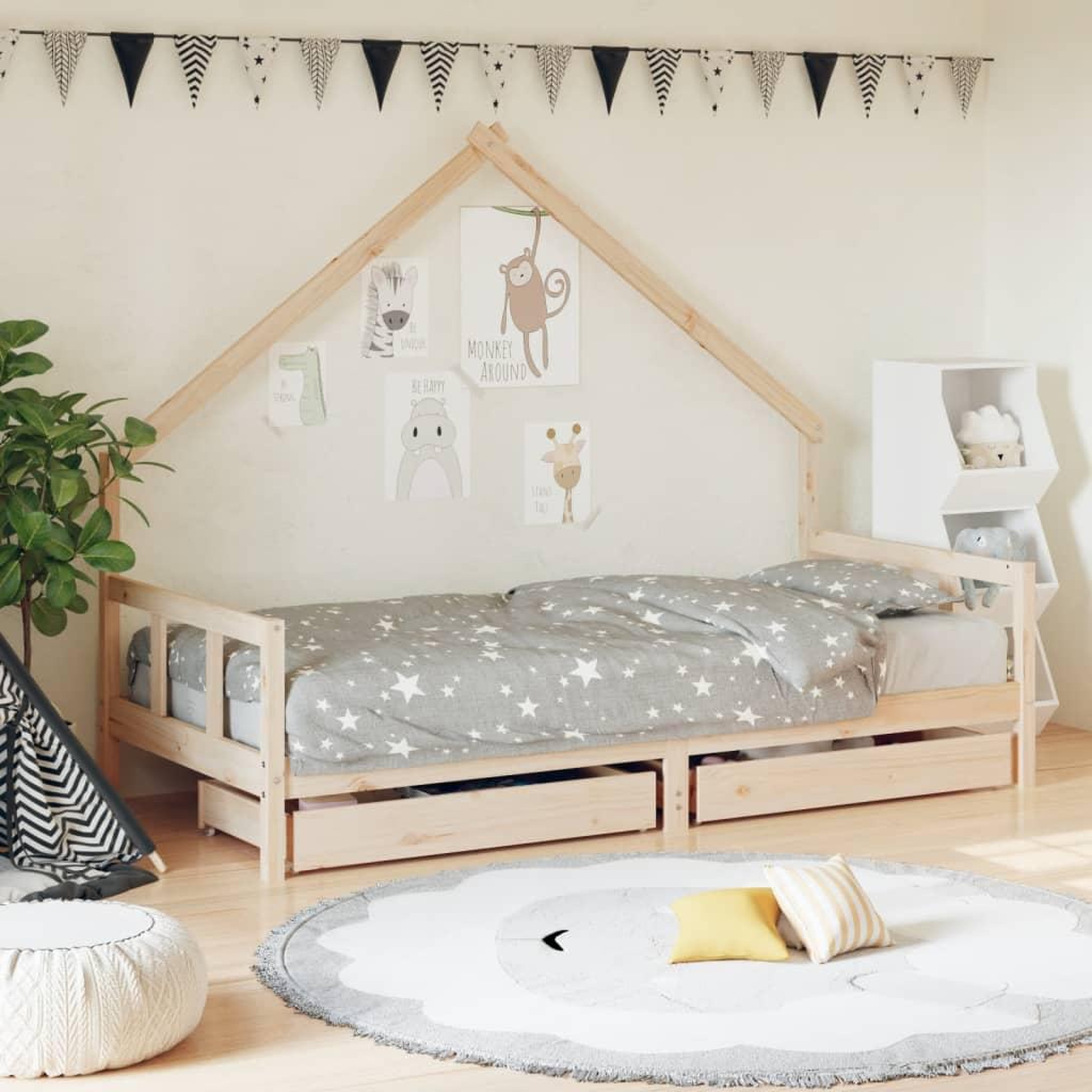 VIDAXL Cadre de lit enfant avec tiroirs 90x200 cm bois de pin massif