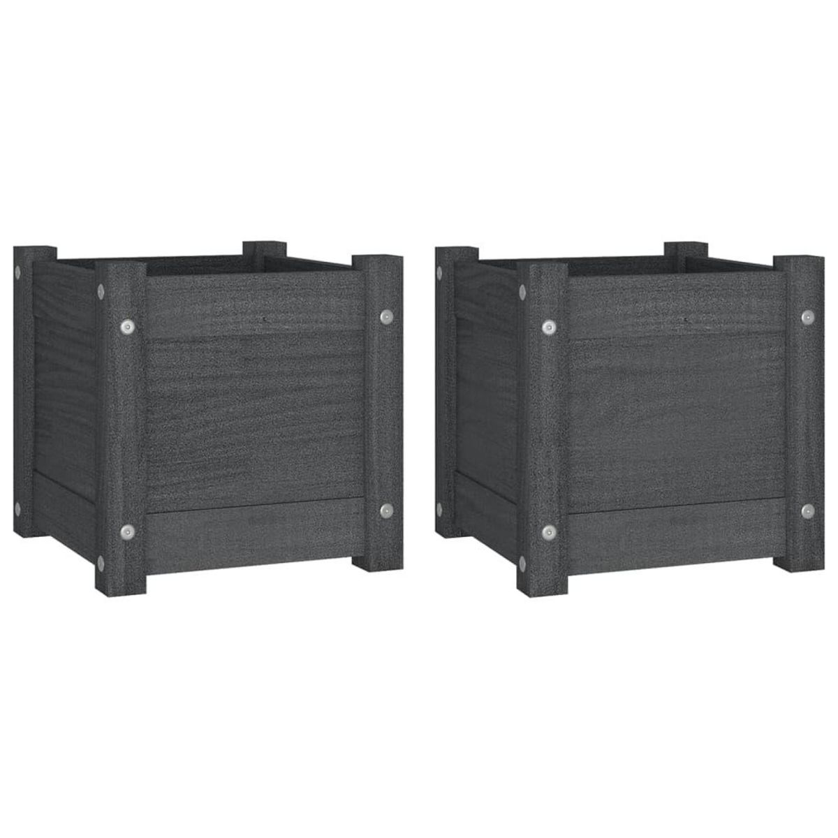 VIDAXL Jardinieres d'exterieur 2 pcs Gris 31x31x31 cm Bois de pin