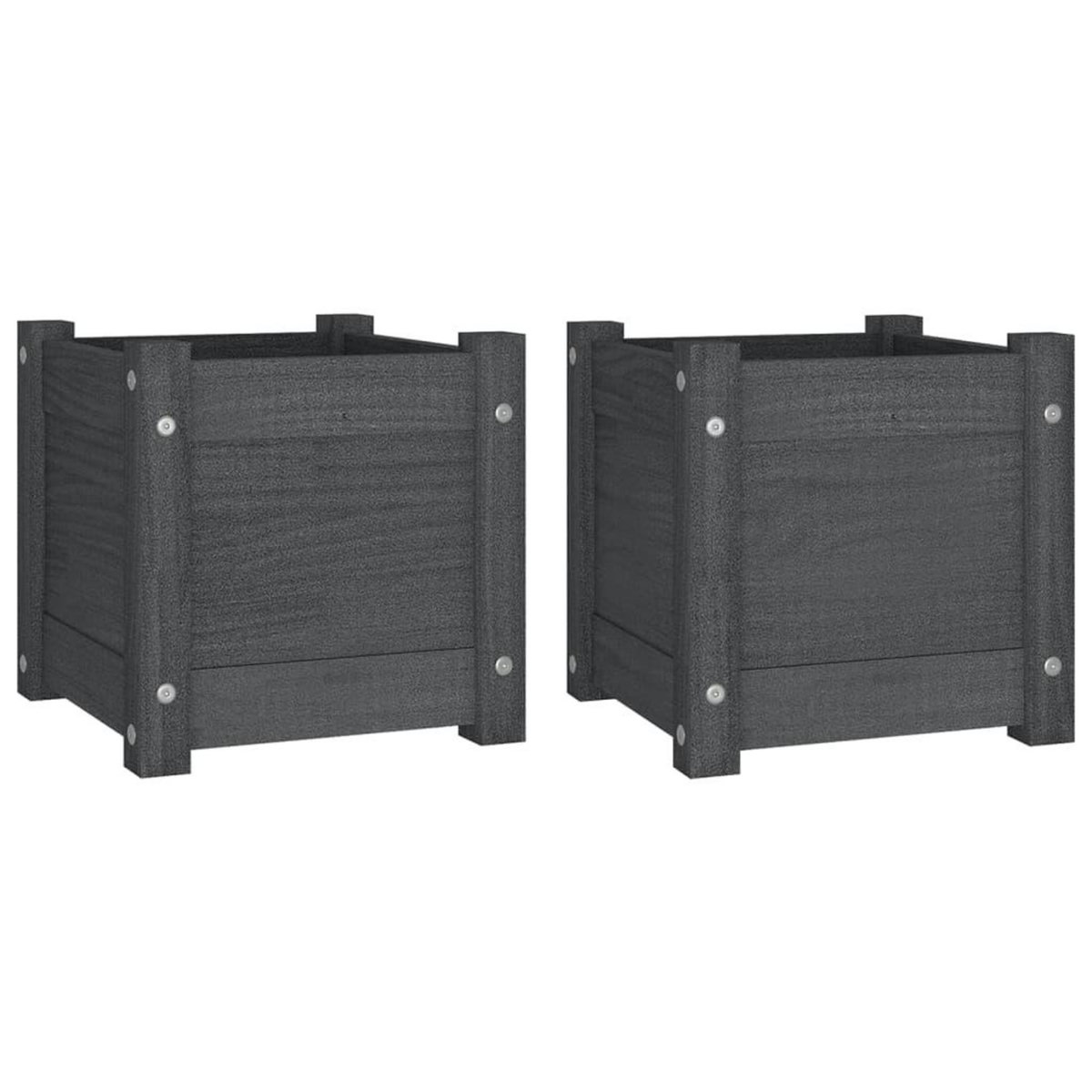 VIDAXL Jardinieres d'exterieur 2 pcs Gris 31x31x31 cm Bois de pin