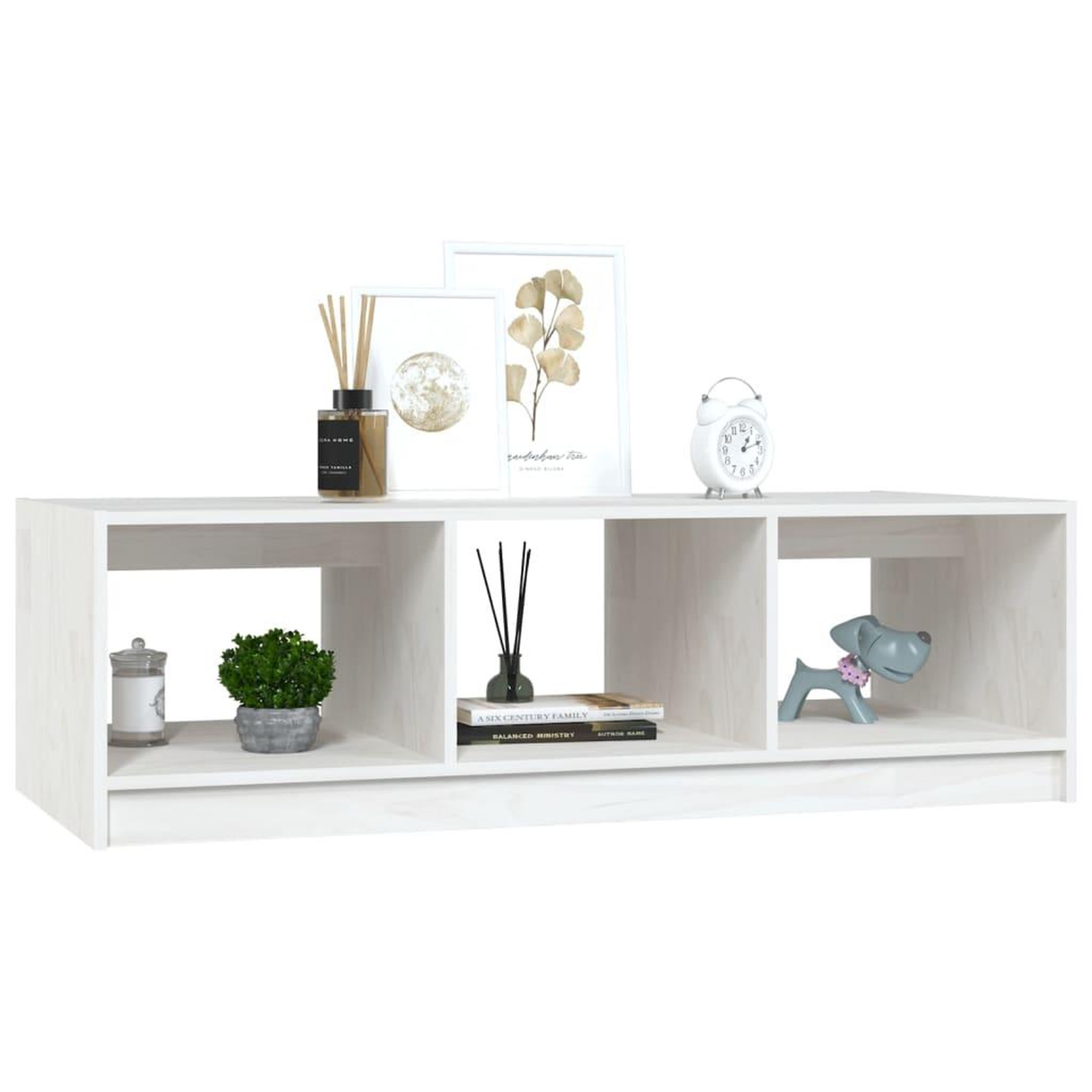 Voir la diapositive 4 : VIDAXL Table basse blanc 110x50x34 cm bois de pin massif