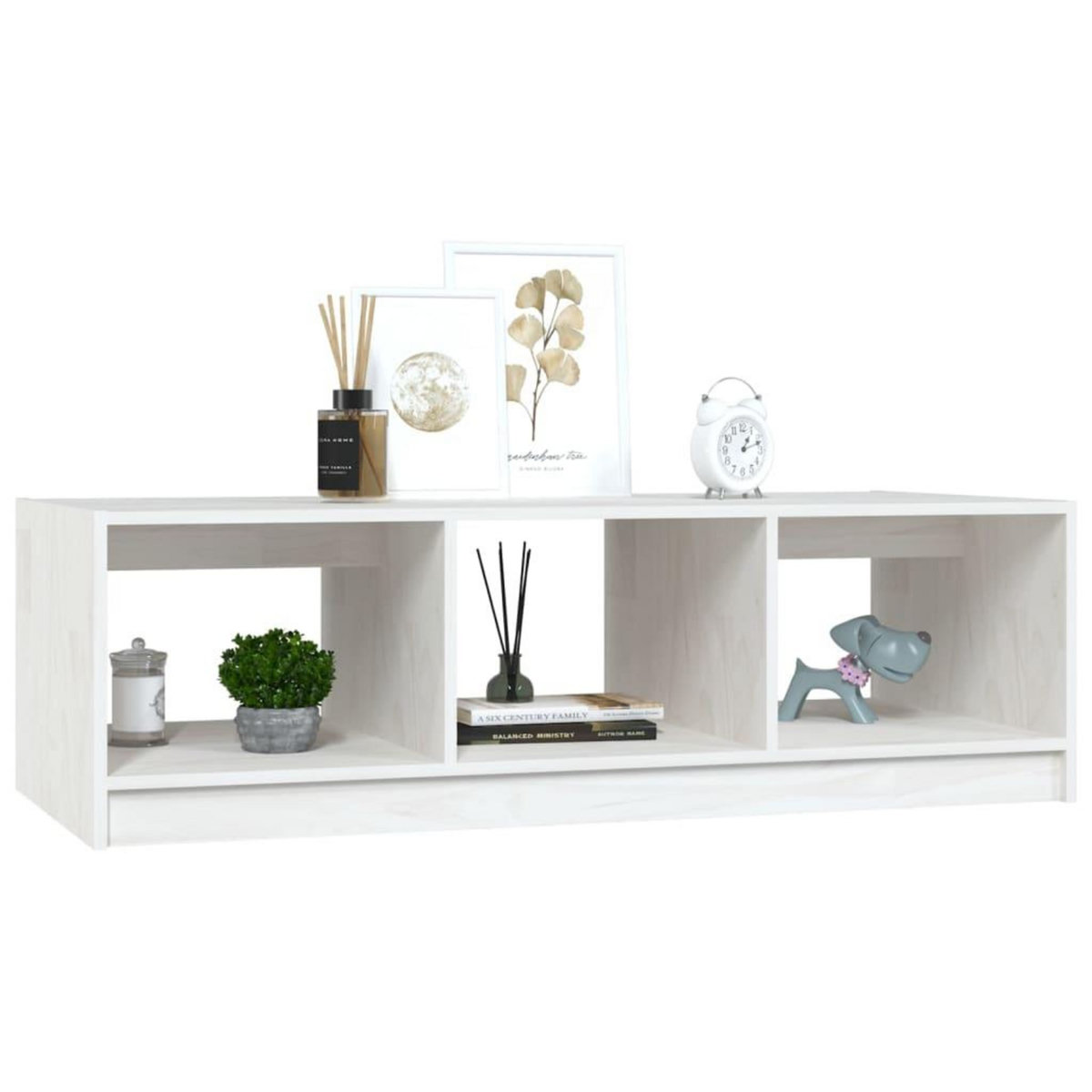 VIDAXL Table basse blanc 110x50x34 cm bois de pin massif