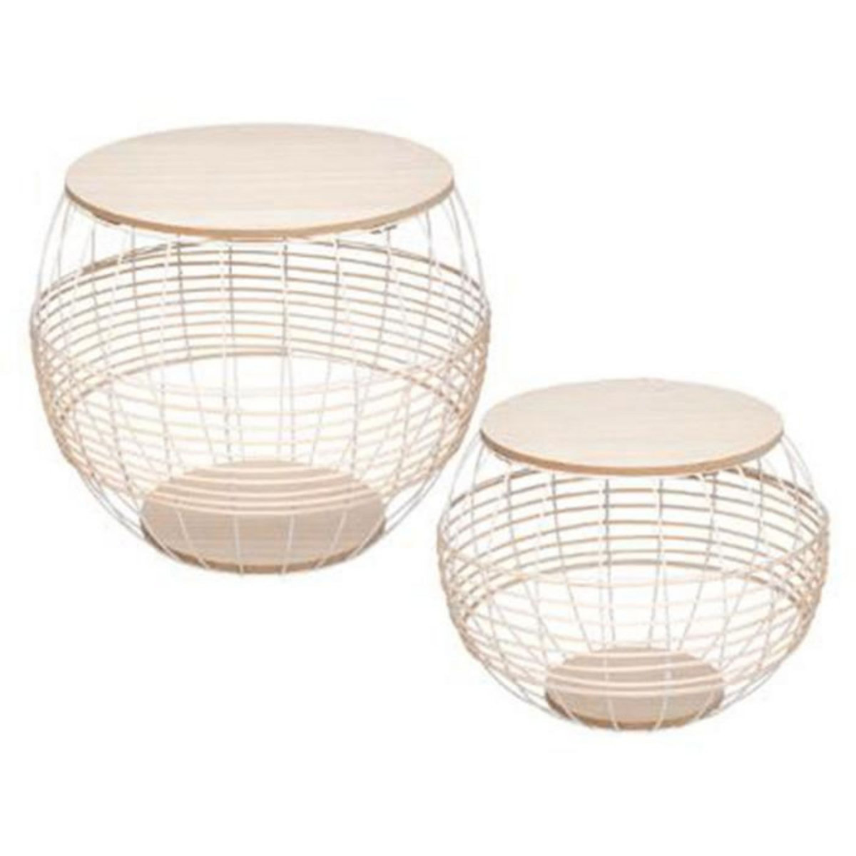 ATMOSPHERA Lot de 2 Tables d'Appoint Déco  Mety  50cm Blanc