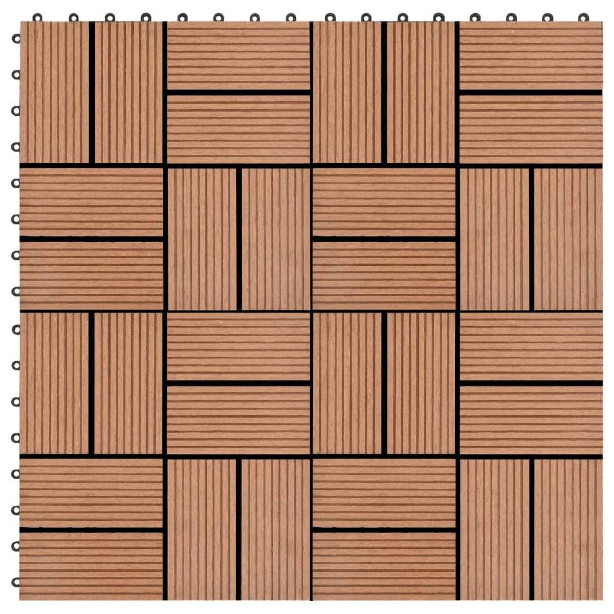 VIDAXL Carreau de terrasse 11 pcs WPC 30 x 30 cm 1 m^2 Marron