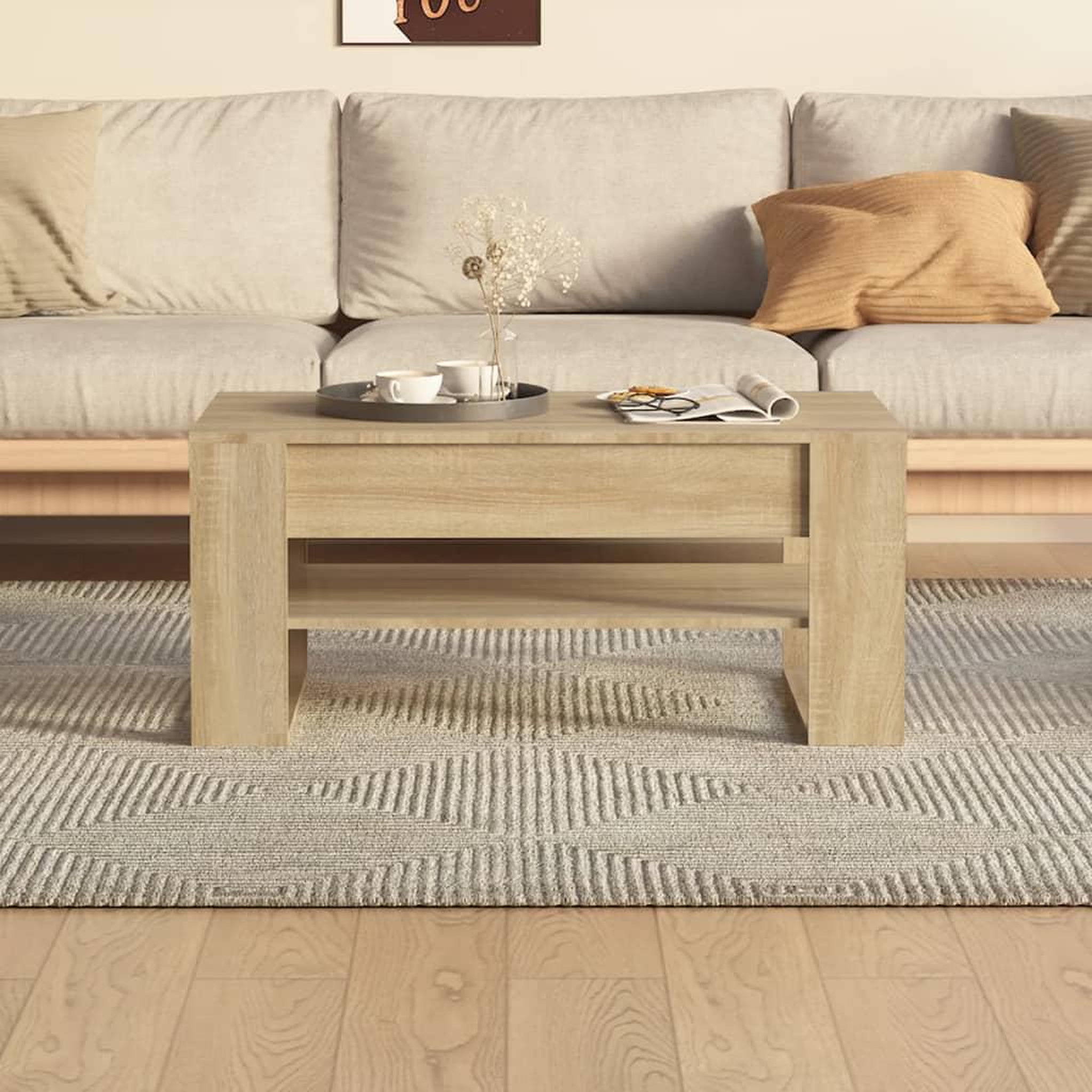 Voir la diapositive 5 : VIDAXL Table basse chene sonoma 102x55x45 cm bois d'ingenierie