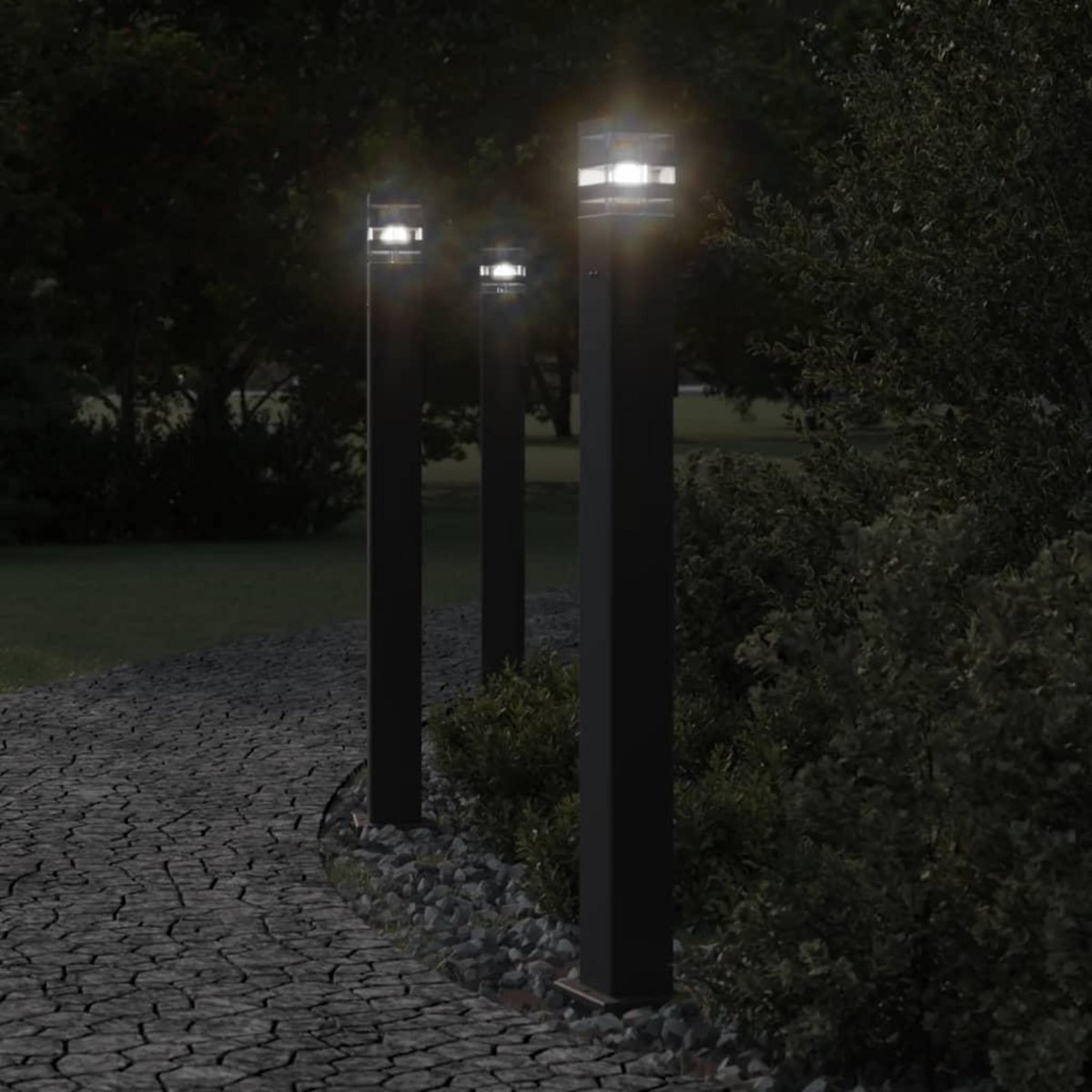 VIDAXL Lampadaires d'exterieur avec sortie 3 pcs noir 110 cm aluminium