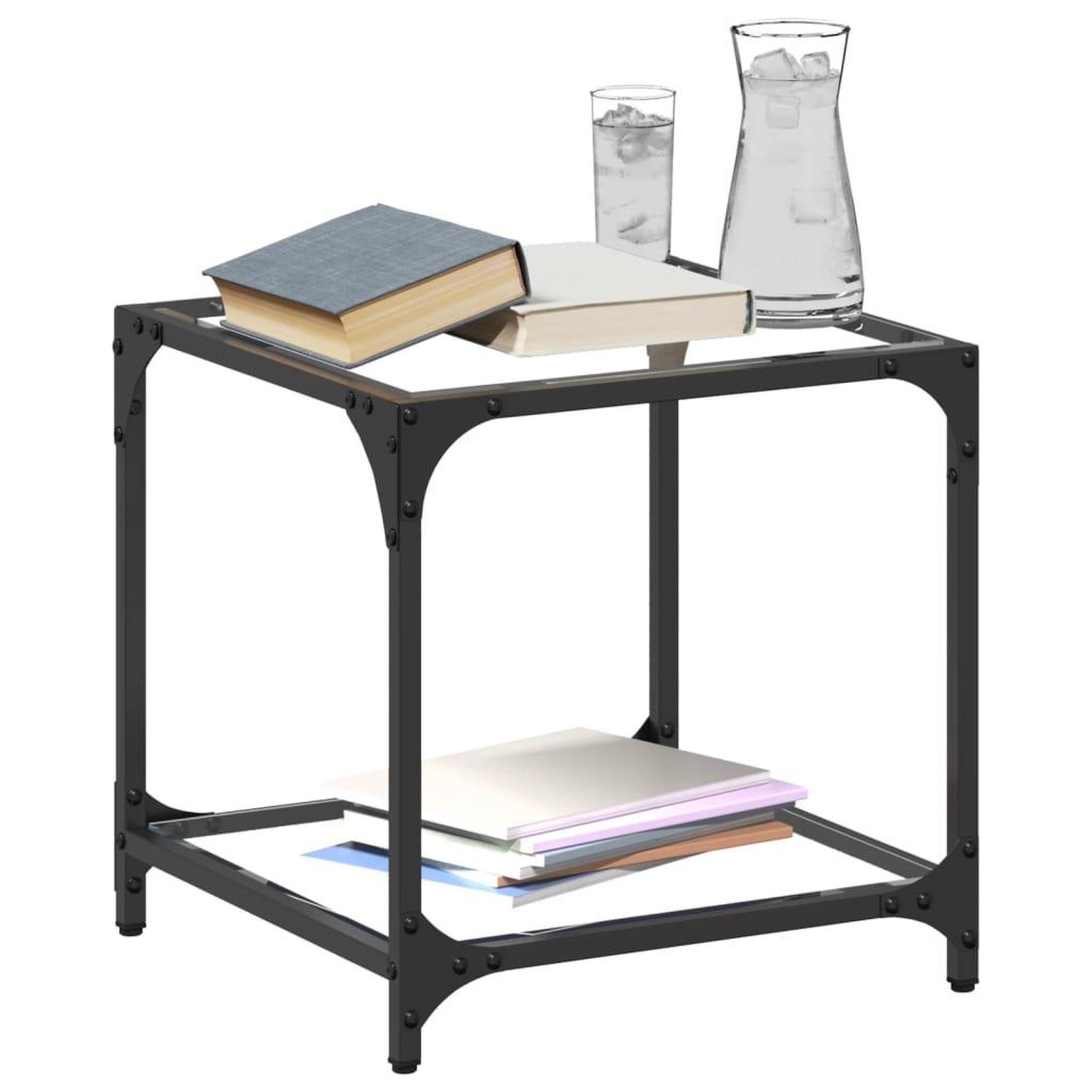 Voir la diapositive 3 : VIDAXL Tables basses avec dessus en verre transparent 2 pcs acier