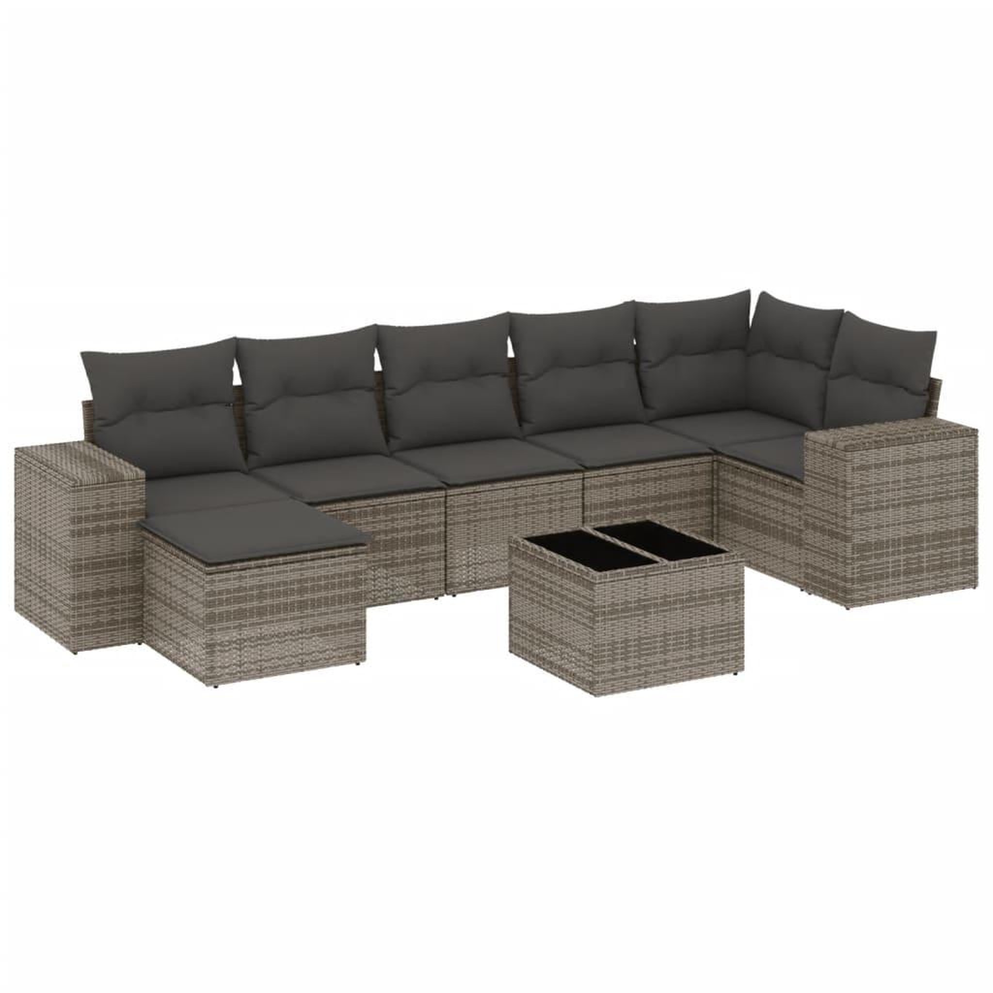 Voir la diapositive 2 : VIDAXL Salon de jardin 8 pcs avec coussins gris resine tressee
