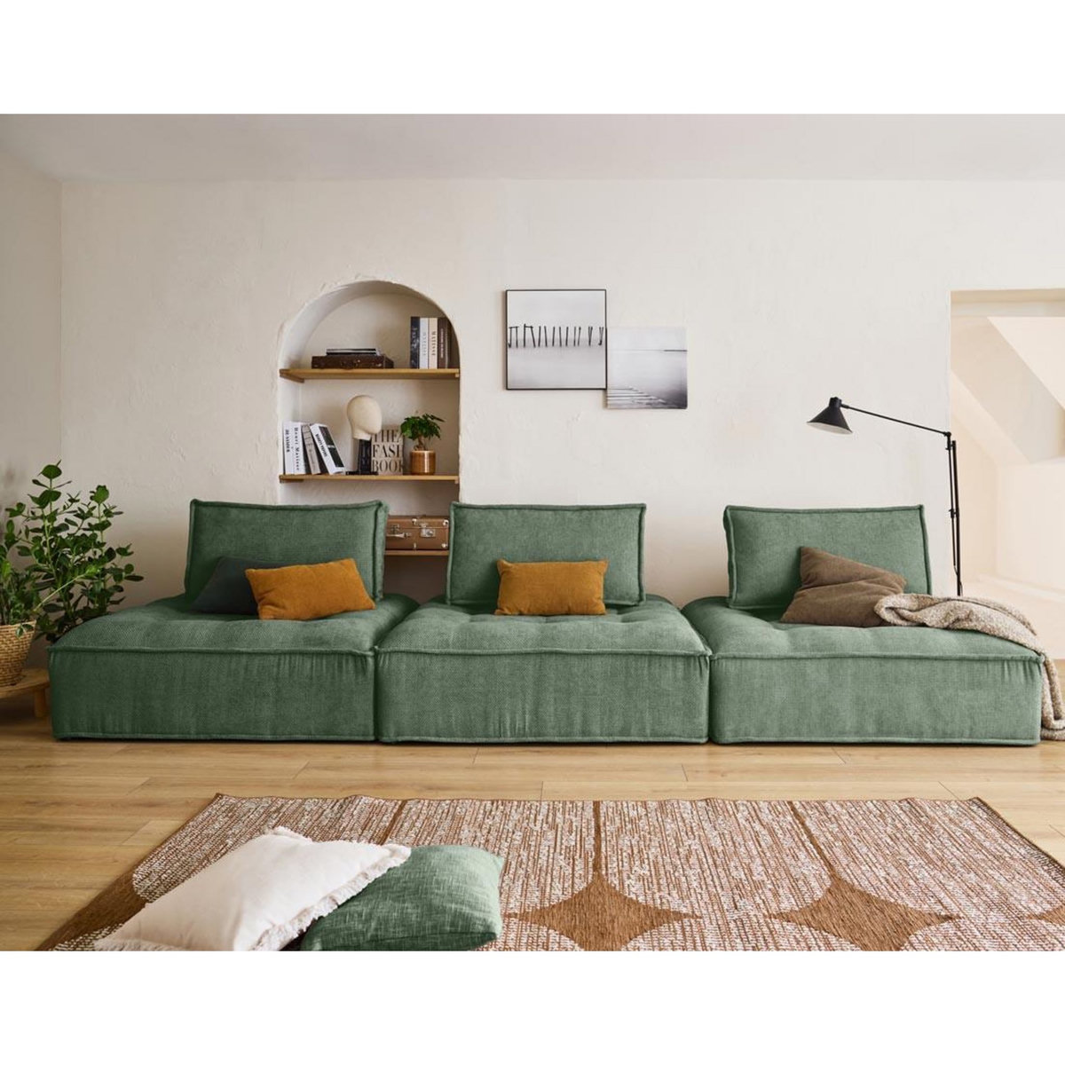 LISA DESIGN Marisol - canapé modulable droit 3 places - velours texturé