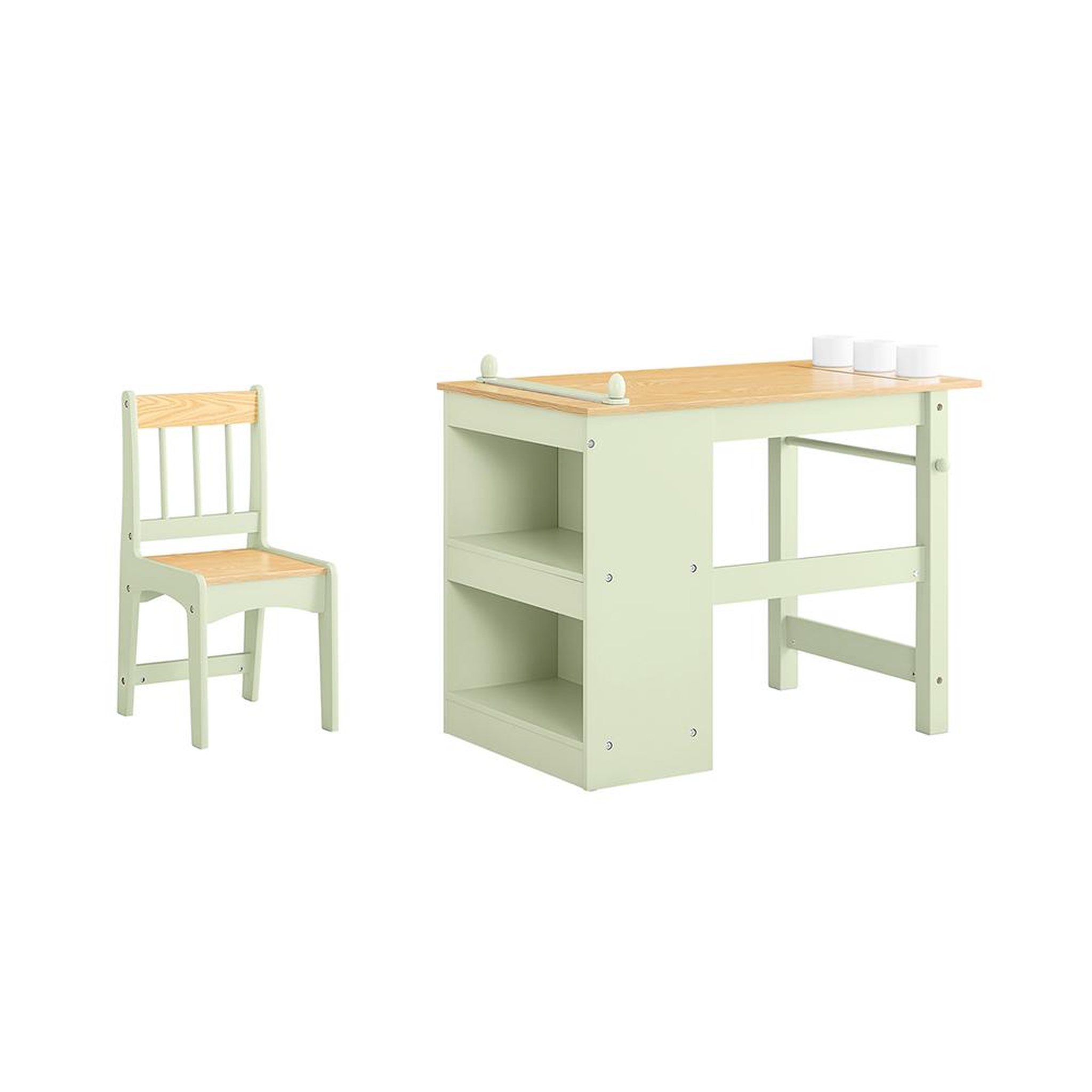 Voir la diapositive 1 : SOBUY SoBuy - Ensemble Table Et Chaise Enfant avec 2 étagères - Nordique - KMB60