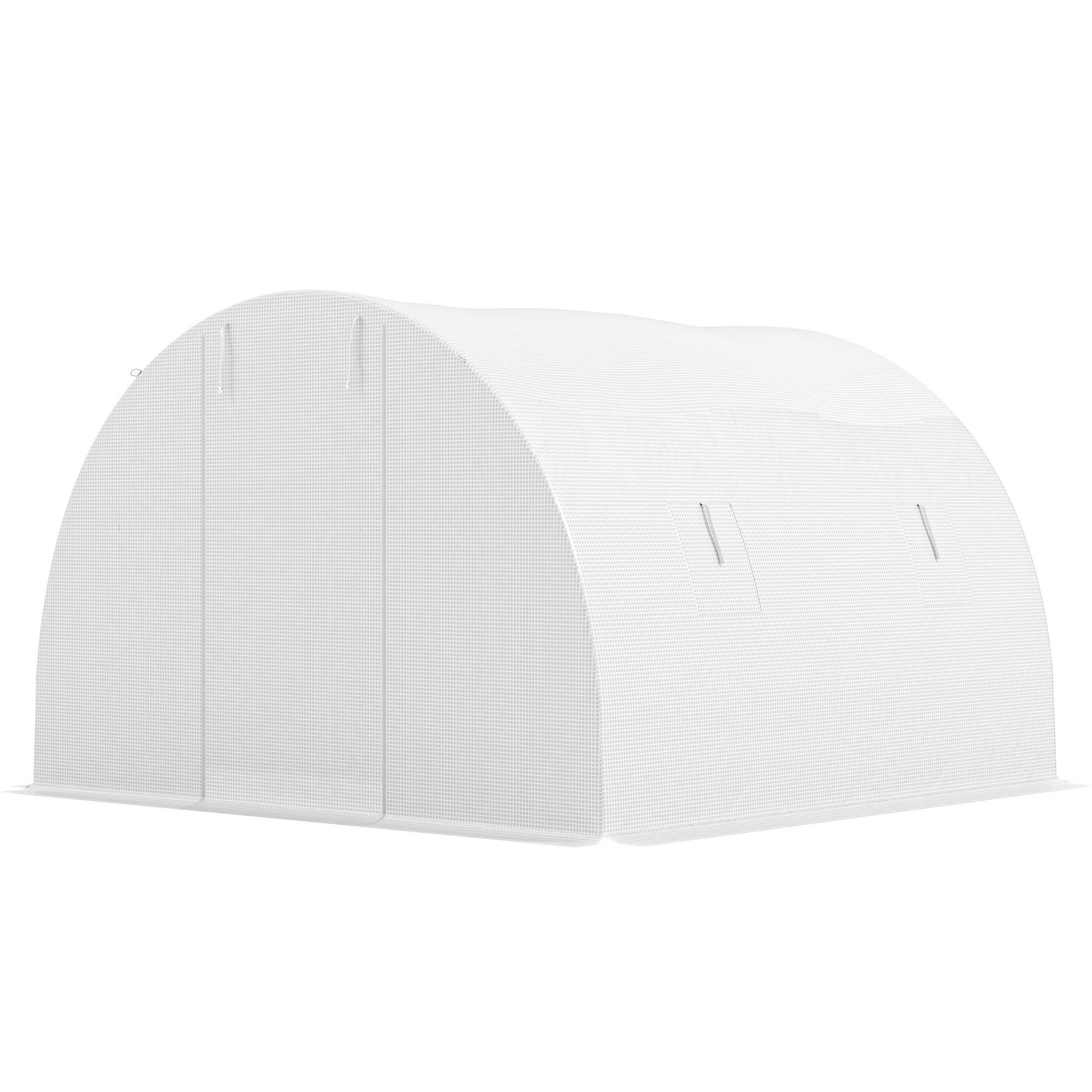 Voir la diapositive 5 : OUTSUNNY Serre de jardin tunnel 4 fenêtres acier galvanisé bâche pe blanc