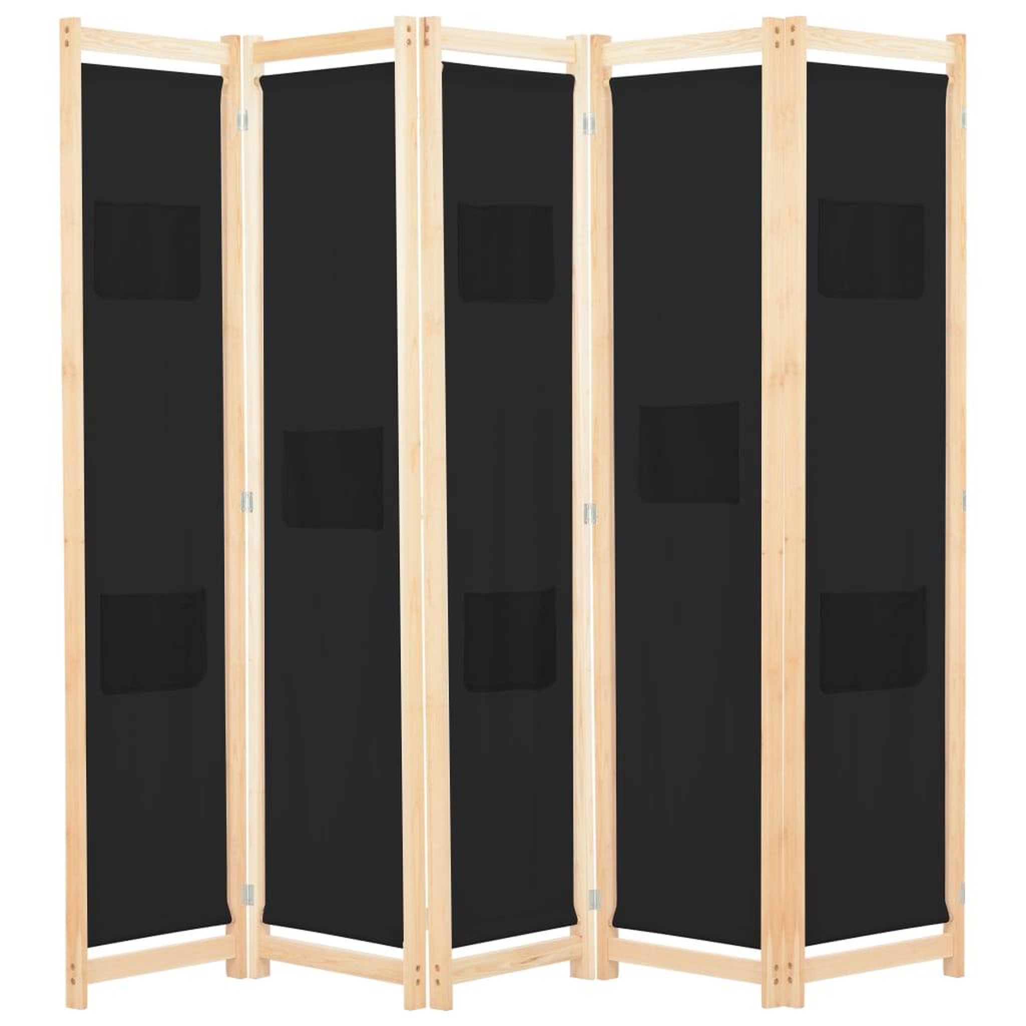 Voir la diapositive 1 : VIDAXL Cloison de separation 5 panneaux Noir 200 x 170 x 4 cm Tissu