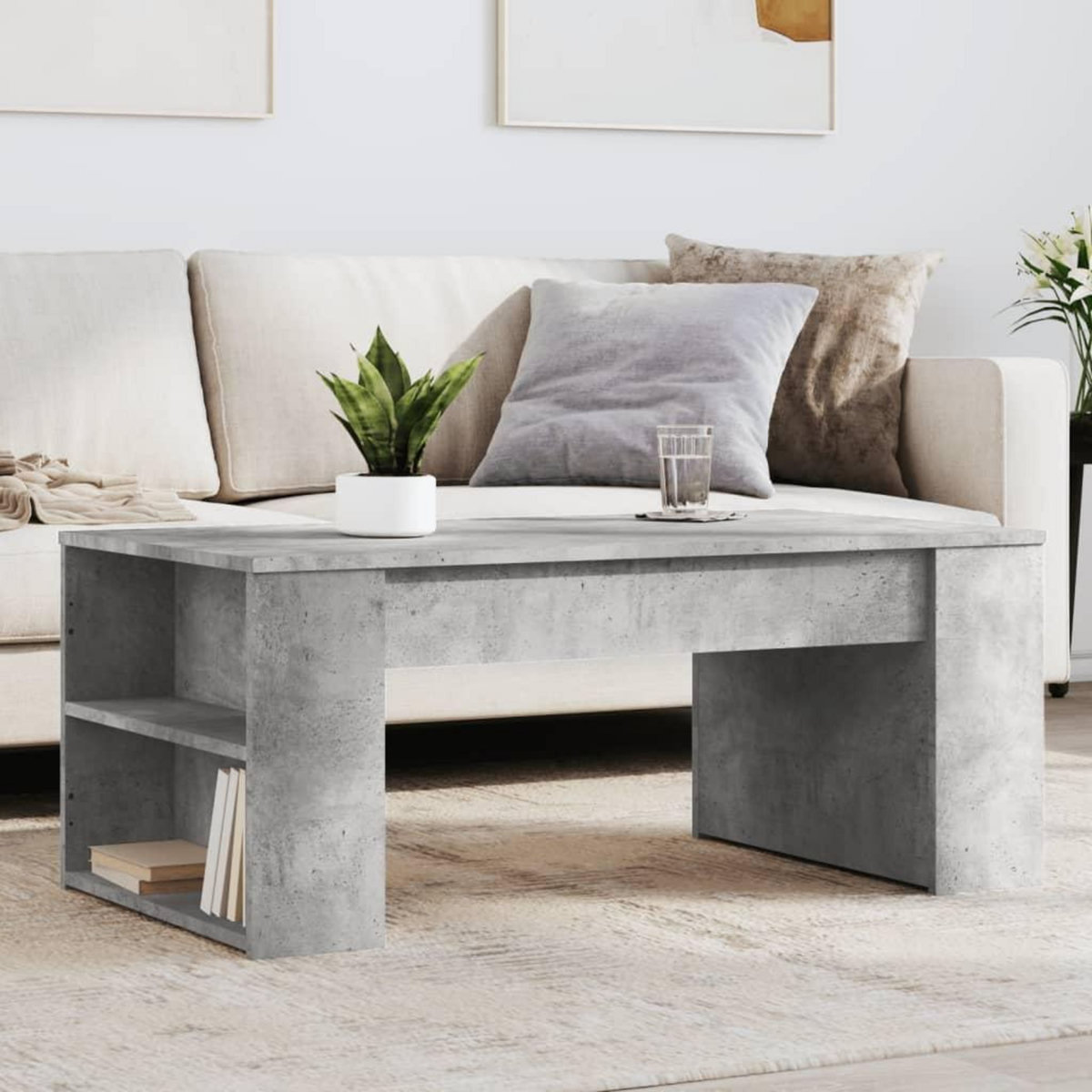 VIDAXL Table basse gris beton 102x55x42 cm bois d'ingenierie