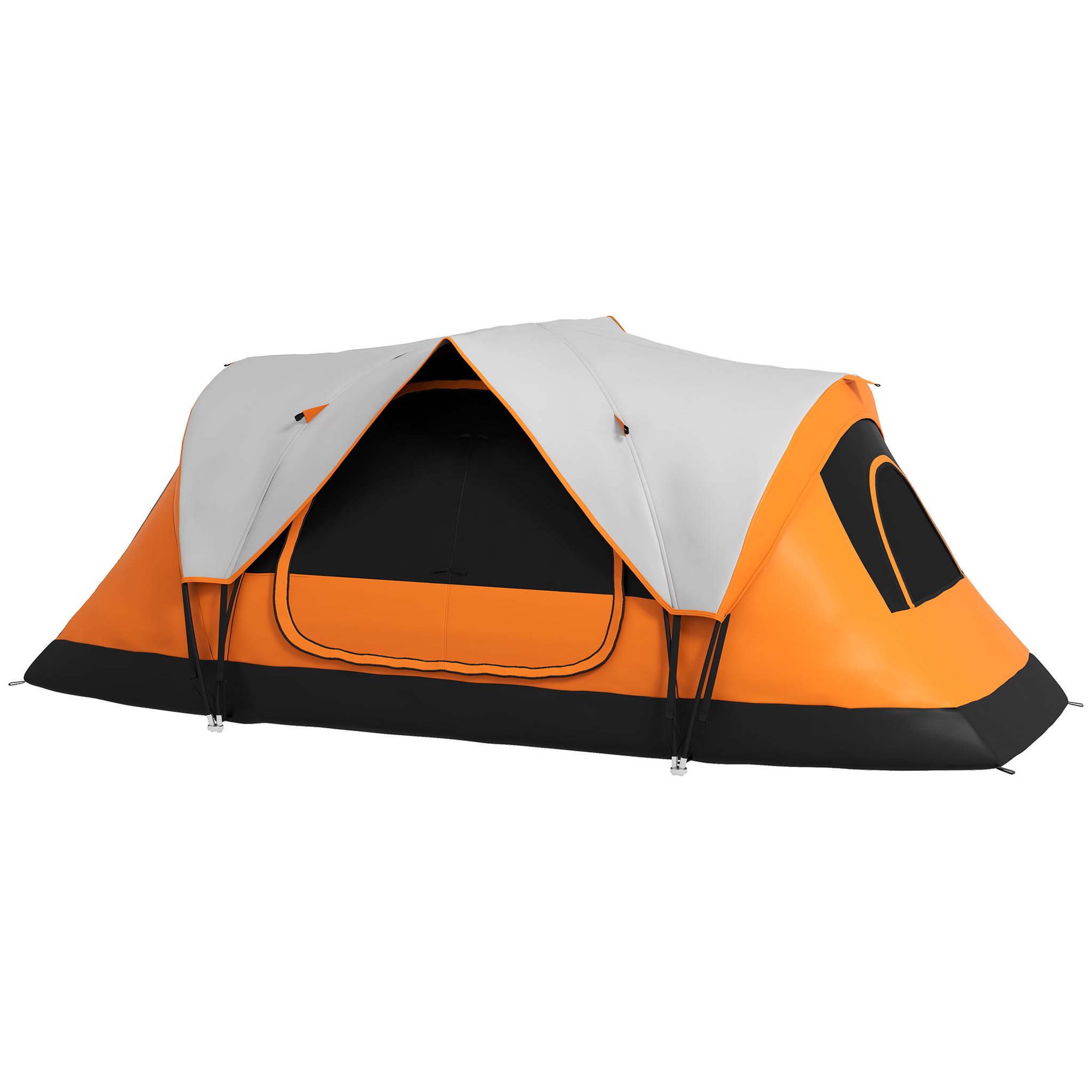 Voir la diapositive 5 : OUTSUNNY Tente de camping familiale 6-8 pers. Double toit étanche 2 000 mm moustiquaire sac de tranport orange