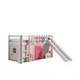 Vipack PINO Lit mezzanine avec toboggan pin massif Blanc + Spring Rideau et 3 pochettes