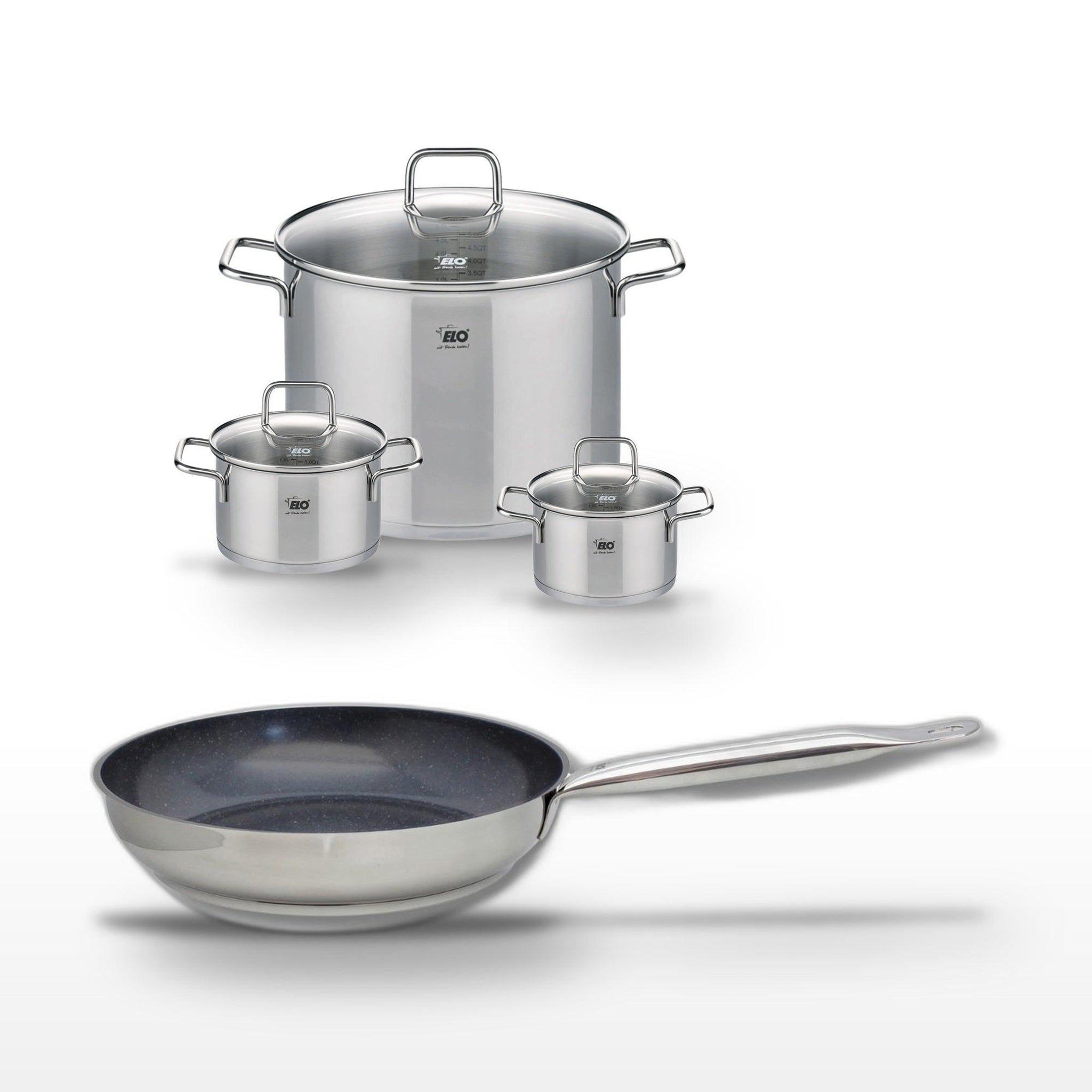 ELO Lot poêle 24 cm & 3 faitouts elo profi therm platinum