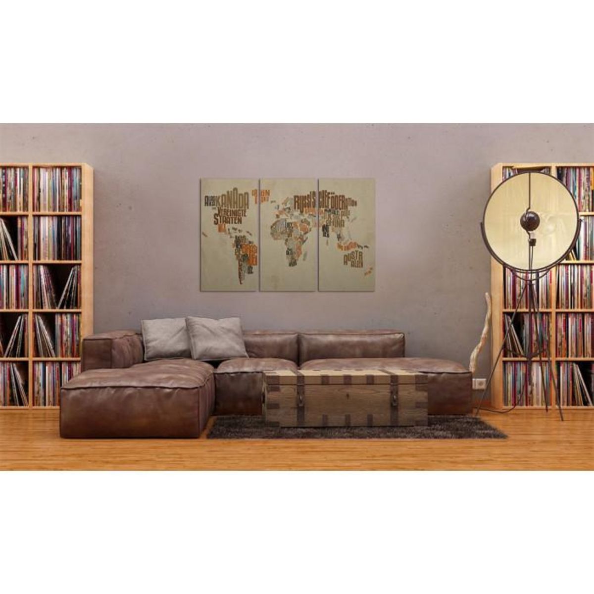 Paris Prix Tableau 3 Panneaux  Carte du Monde en Allemand