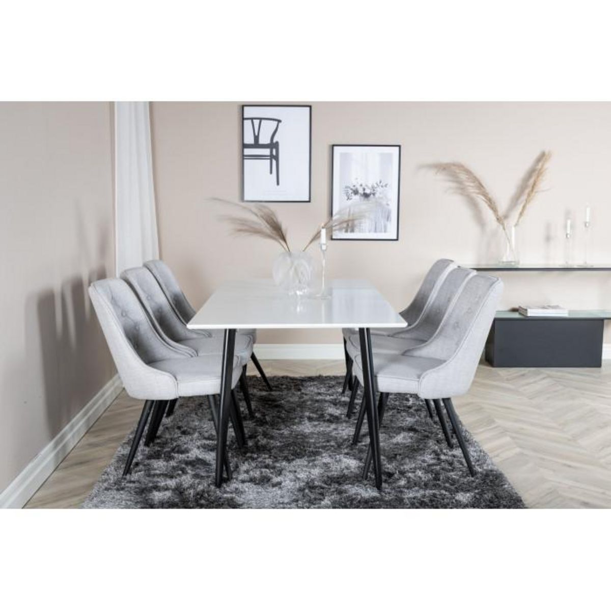 Paris Prix Table à Manger  Polar  180cm Blanc & Noir