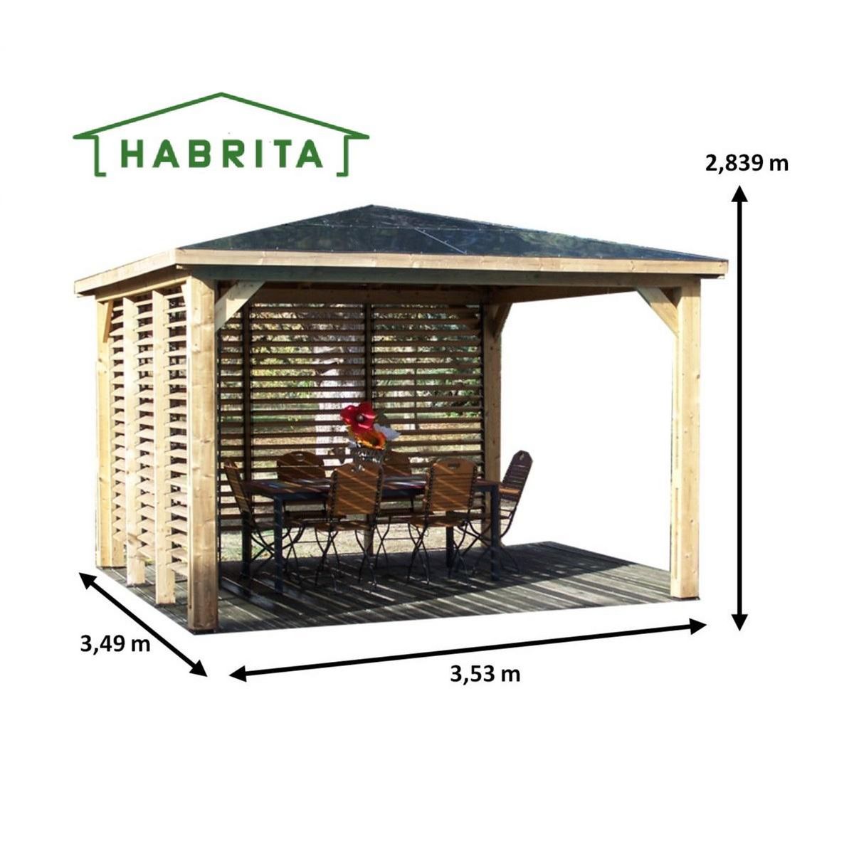 Habrita Abri de piscine - 14,36 m² deux parois à ventelles - BLUETERM