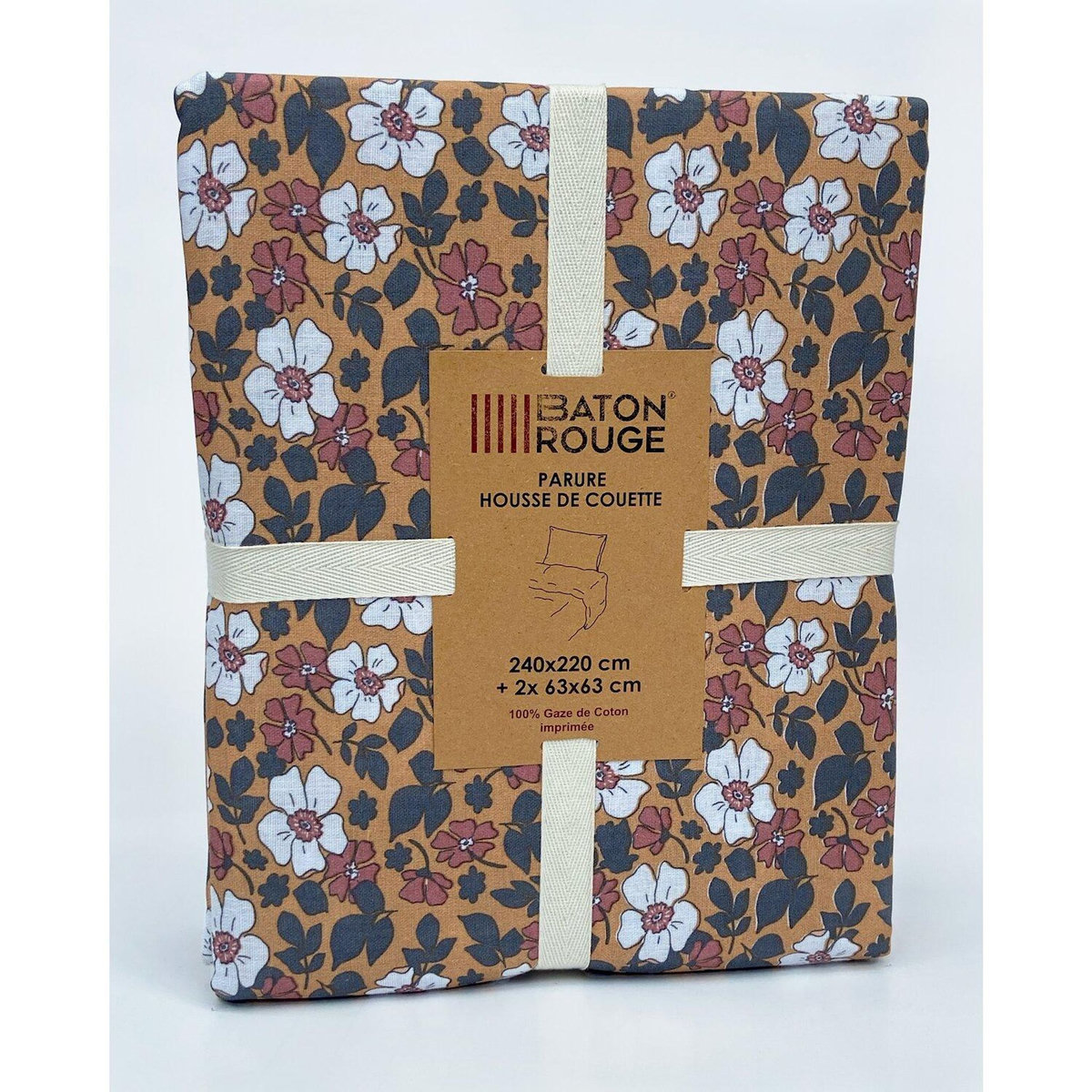 BATON ROUGE Parure housse de couette 100% gaze de coton imprimé verone