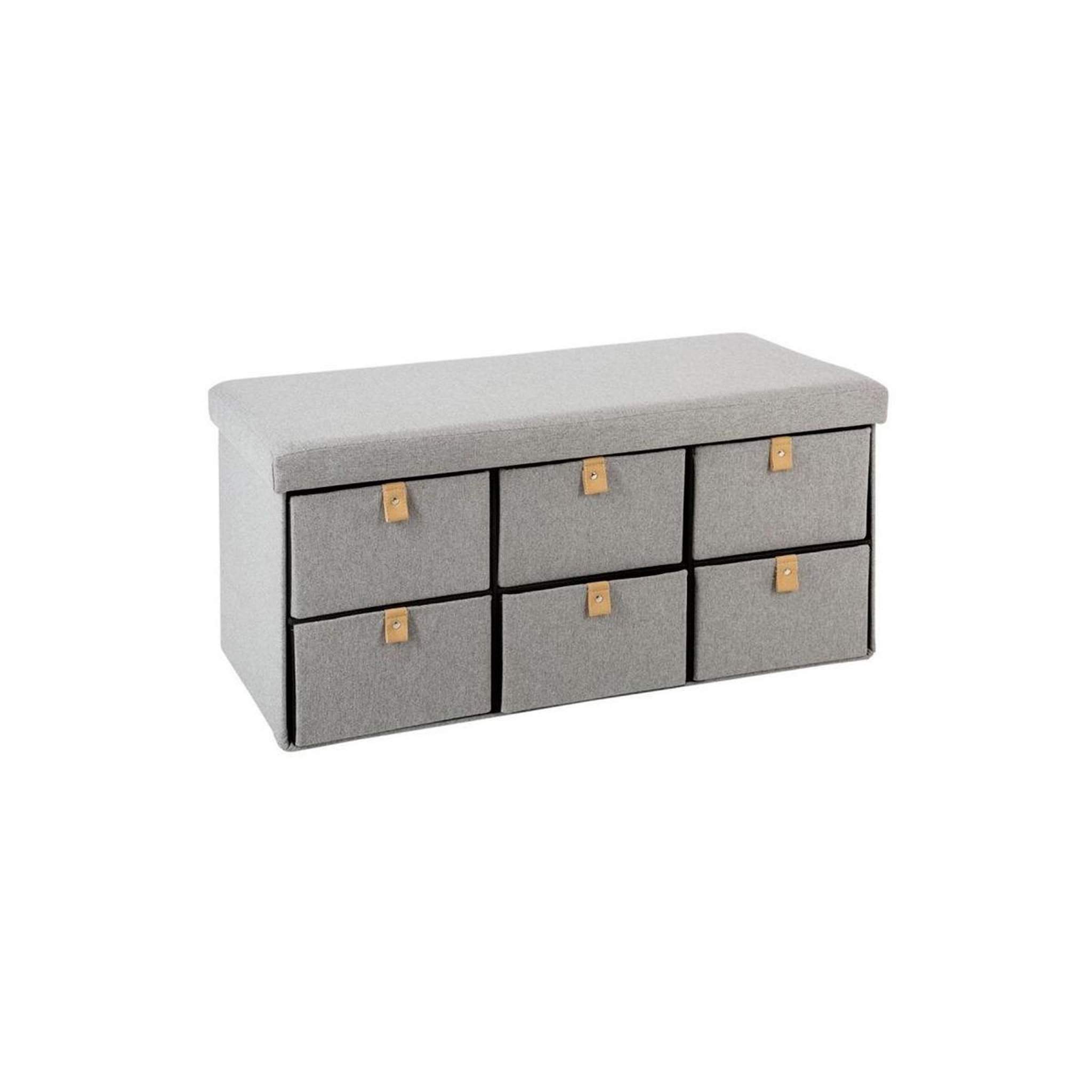 ATMOSPHERA Banquette pliable 6 tiroirs  suède  76cm gris