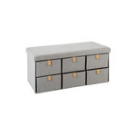 ATMOSPHERA Banquette Pliable 6 Tiroirs  Suède  76cm Gris