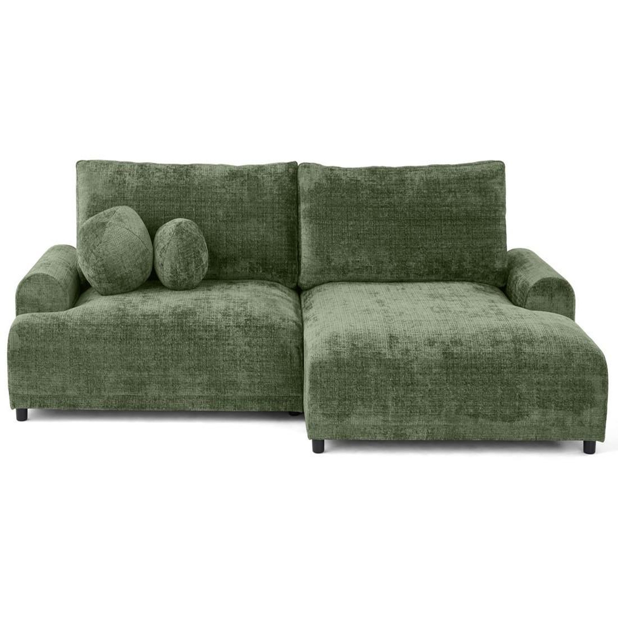 Voir la diapositive 1 : BEST MOBILIER Nelly - canapé d'angle droit 4 places convertible avec coffre en velours texturé