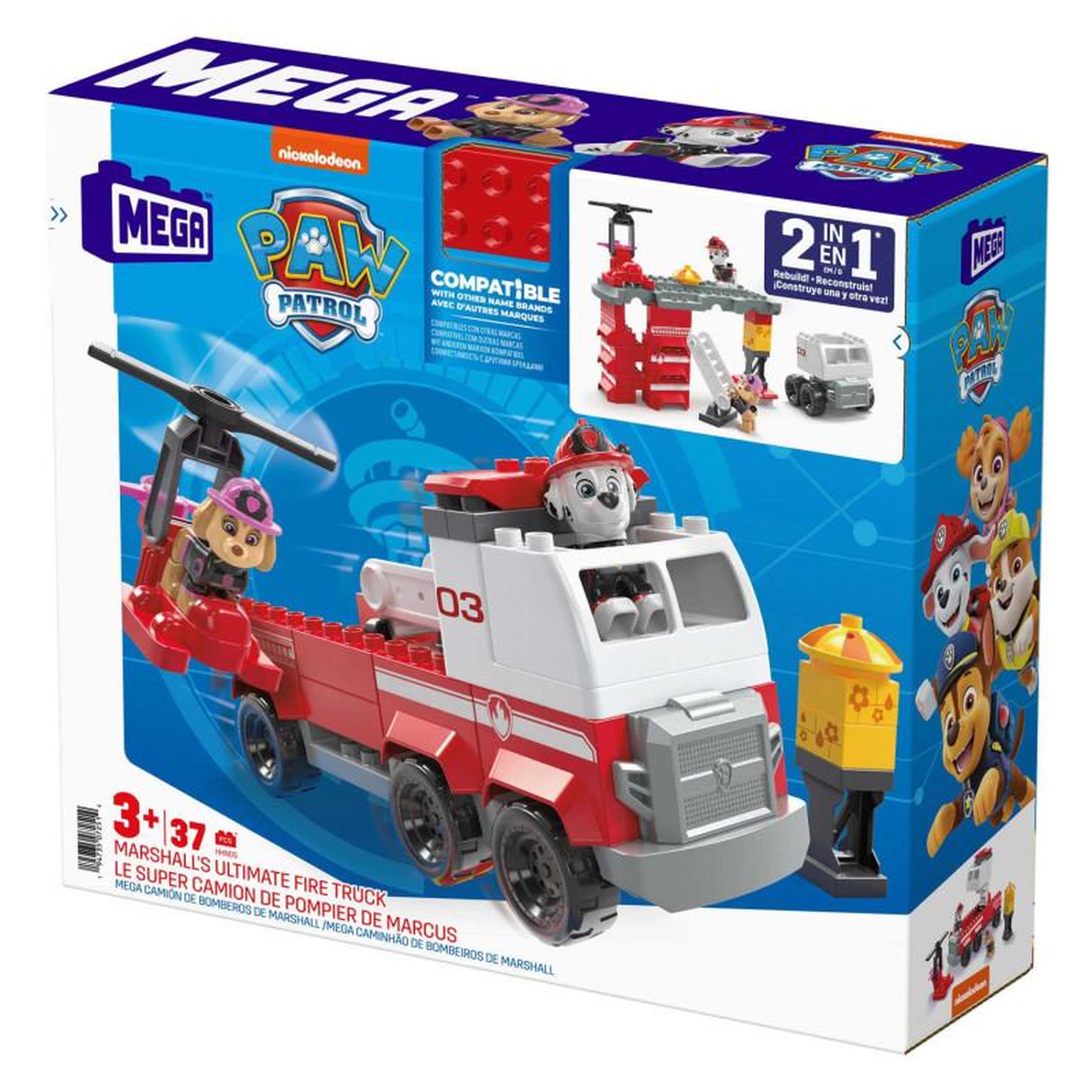 Voir la diapositive 4 : MEGA BLOKS Mega Bloks PAW Patrol Junior Builders - Marshall Fire Truck HHN05