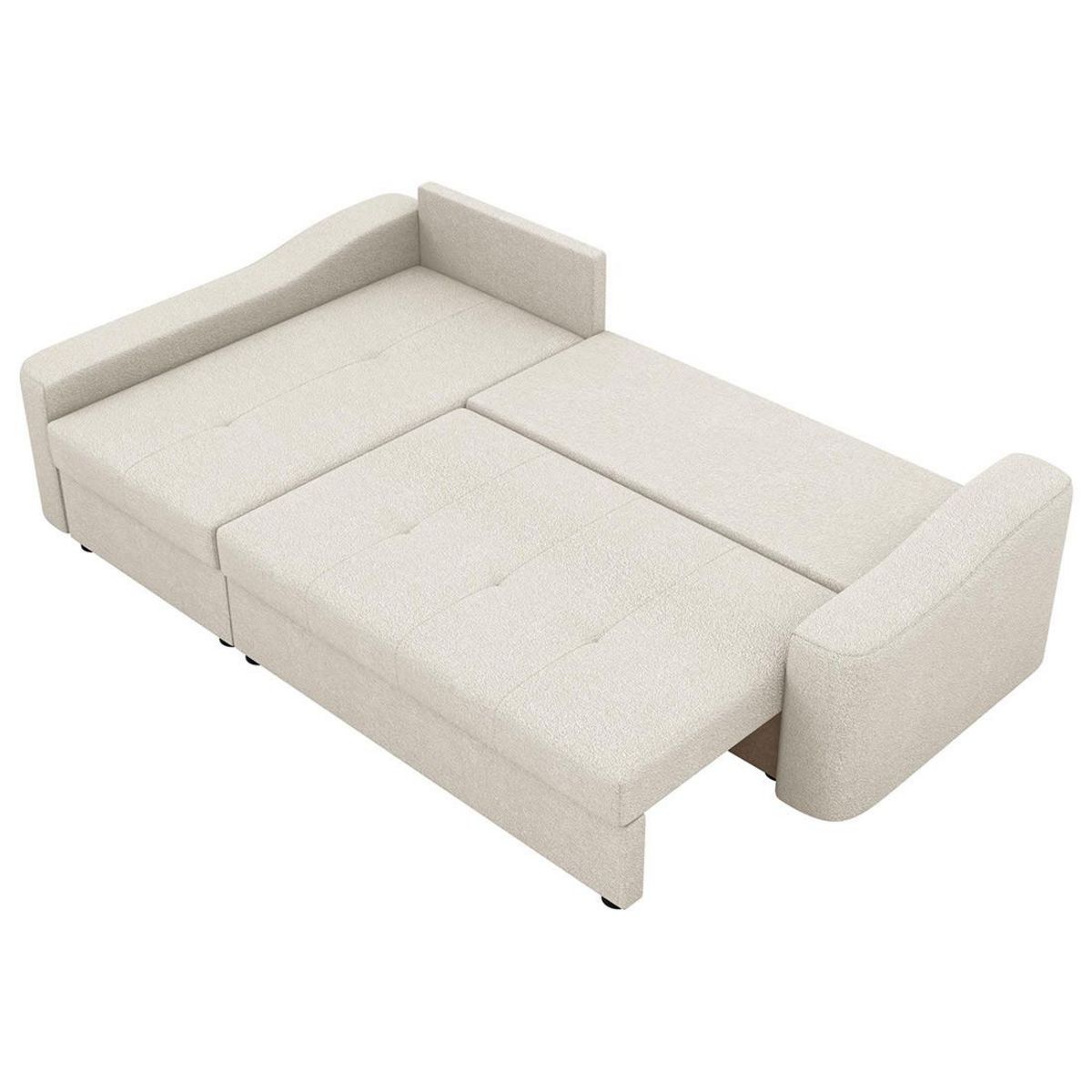 BEST MOBILIER Claudia - canapé d'angle gauche 4 places convertible avec coffre en tissu texturé