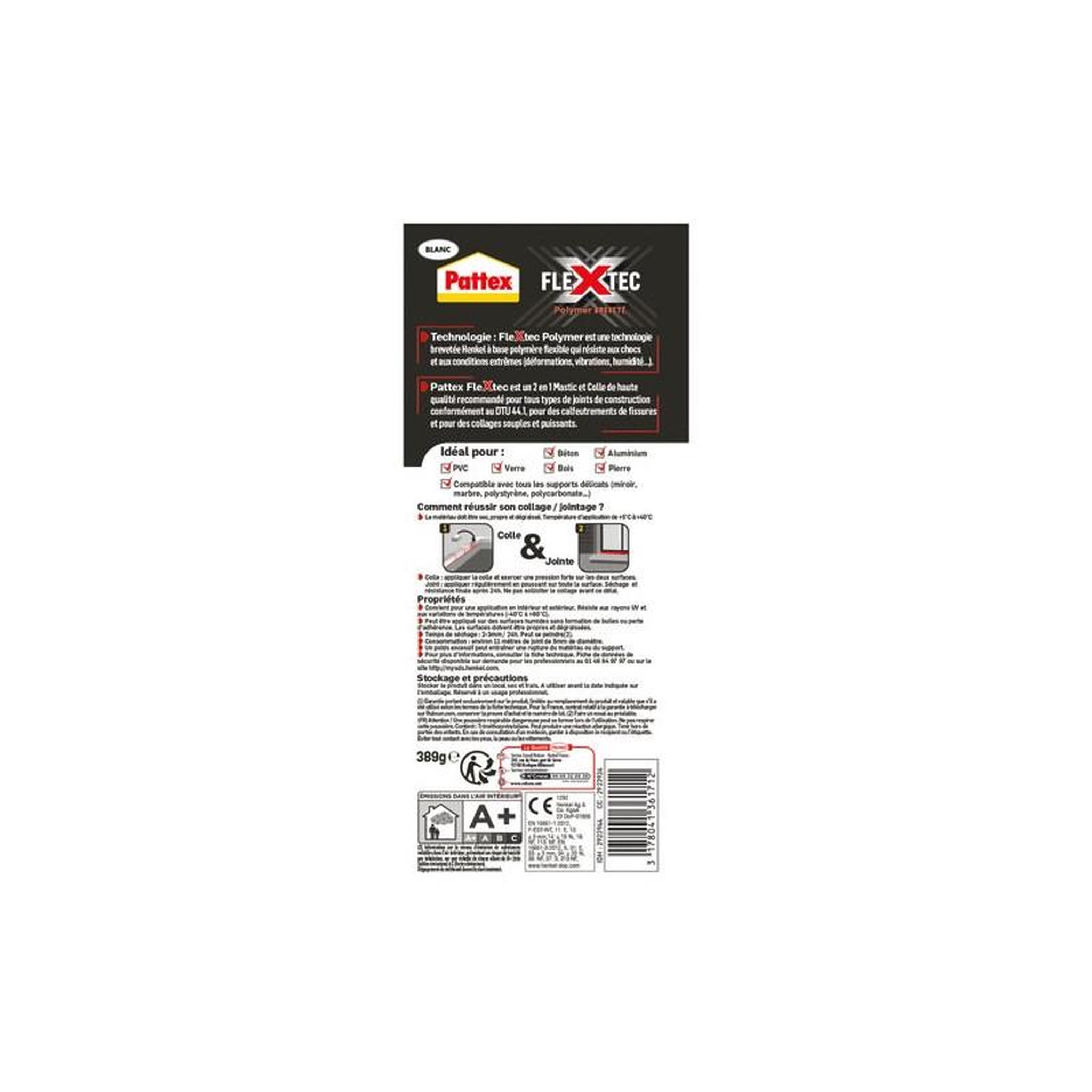 Voir la diapositive 2 : PATTEX PATTEX MASTIC COLLE FLEXTEC BLANC 389G PATTEX - 2923944