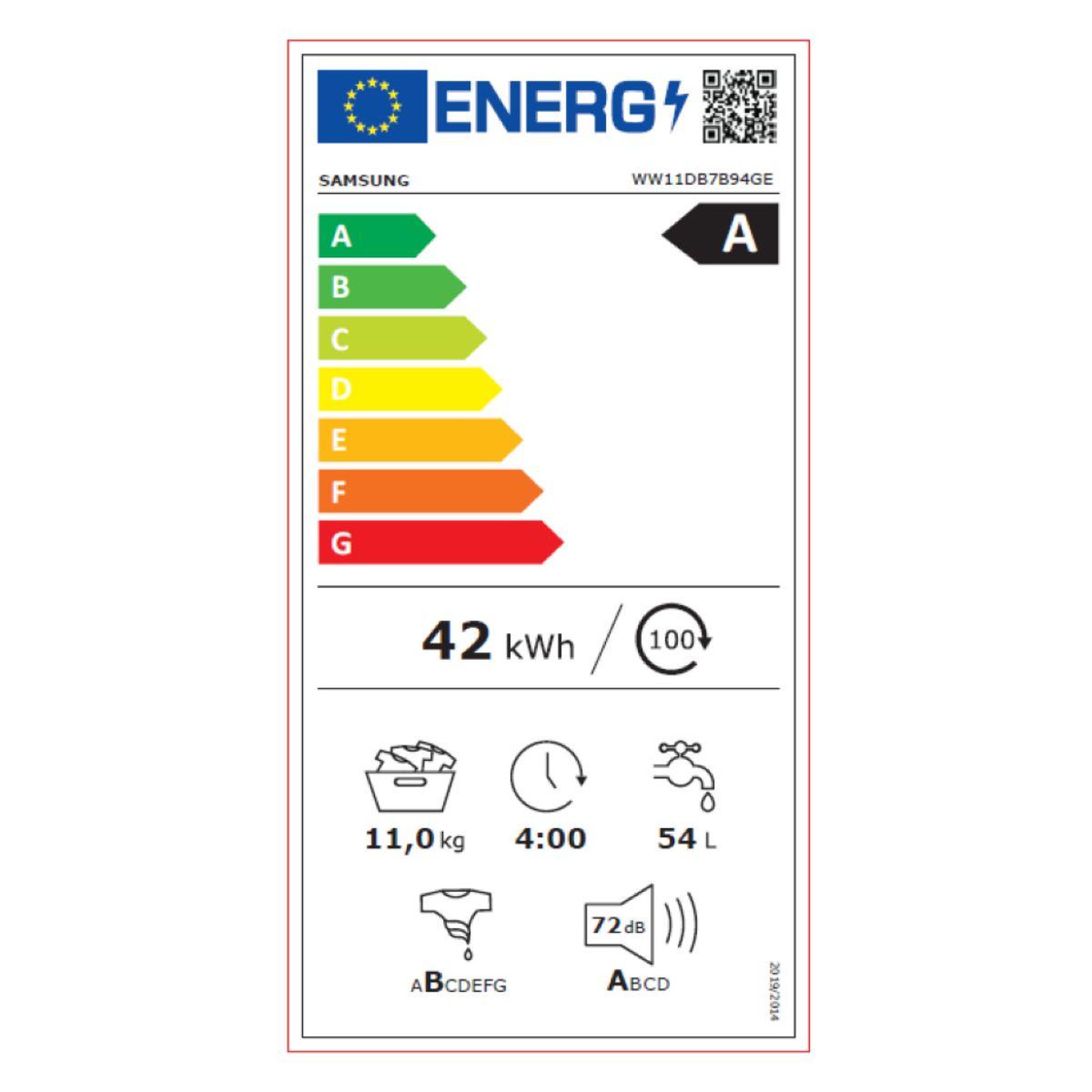 Voir la diapositive 6 : Samsung Lave linge hublot ww11db7b94ge - 11 kg - 1400 tr/min - classe a - moteur induction - autodosage - wifi - bespoke ai