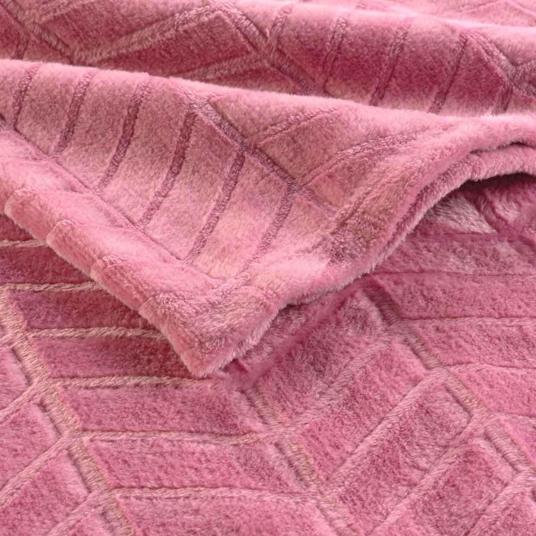 Voir la diapositive 3 : Douceur d'Intérieur Plaid flanelle uni  arya  180x220cm rose