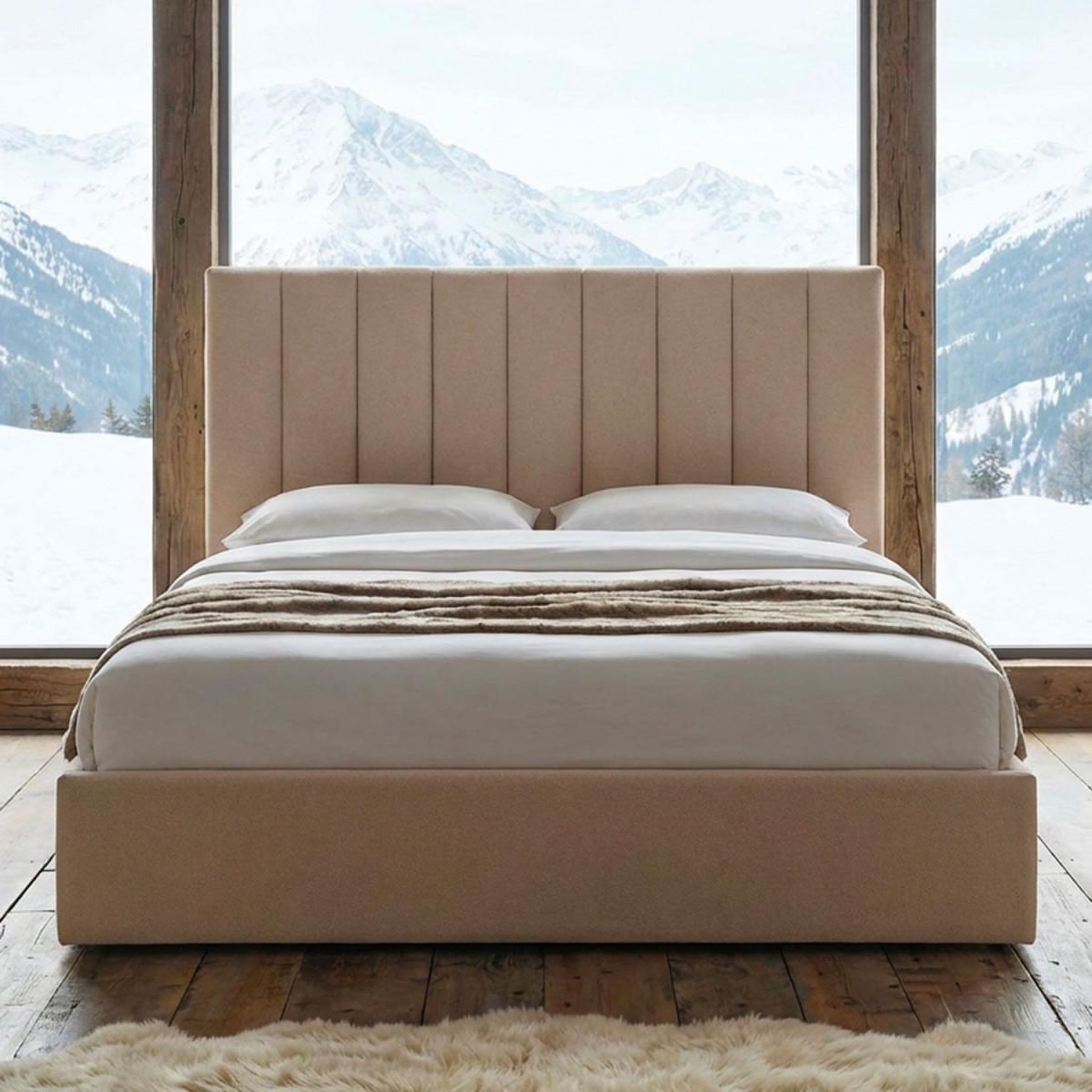 Voir la diapositive 5 : Paris Prix Lit coffre design en tissu  songa  180x200cm beige