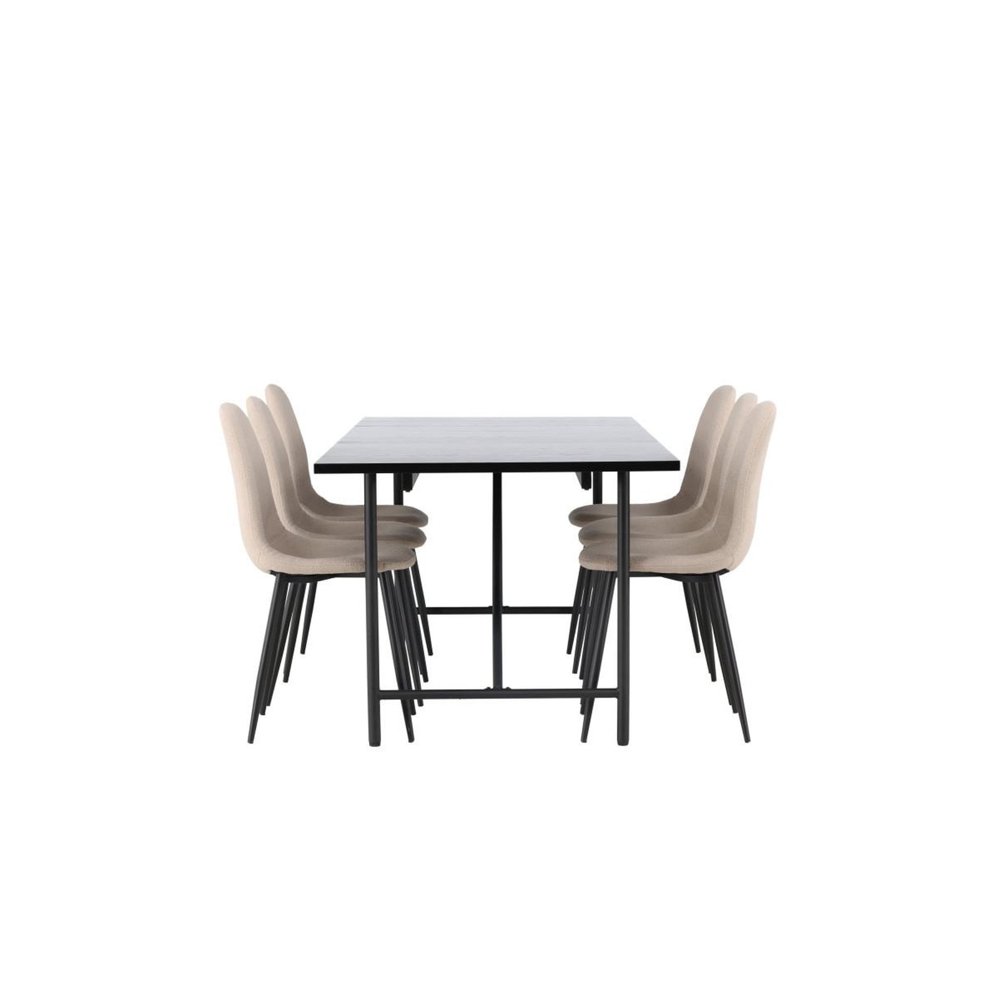 Voir la diapositive 3 : Paris Prix Ensemble table à manger & 6 chaises  astrid & polar  200cm noir & beige
