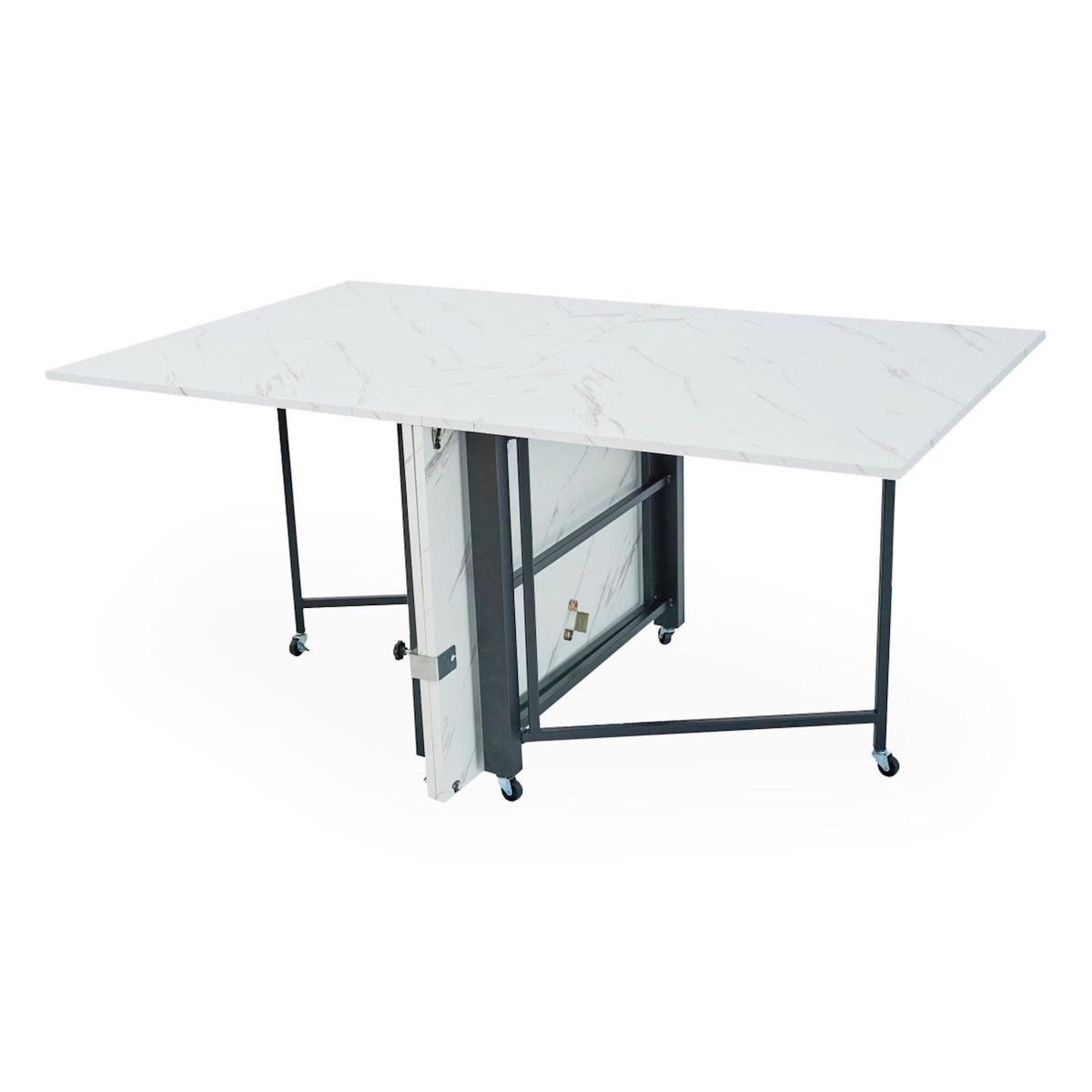 Paris Prix Table Console Extensible Effet Marbre  Troy  100-300cm Blanc