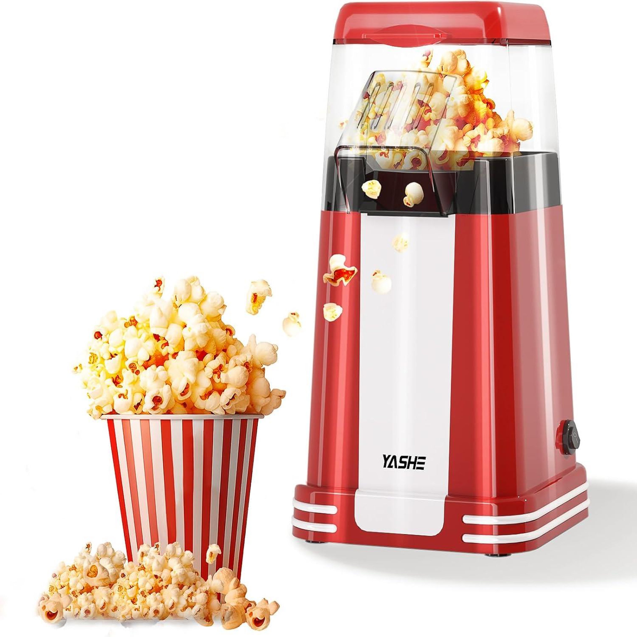 YASHE Machine à pop-corn 1200 W, air chaud, rouge
