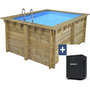 Voir la diapositive 1 : Habitat et Jardin Piscine bois rectangle   Caimans 120   - 4.10 x 3.00 x 1.24  m + Pompe à chaleur  3.5 kw/h