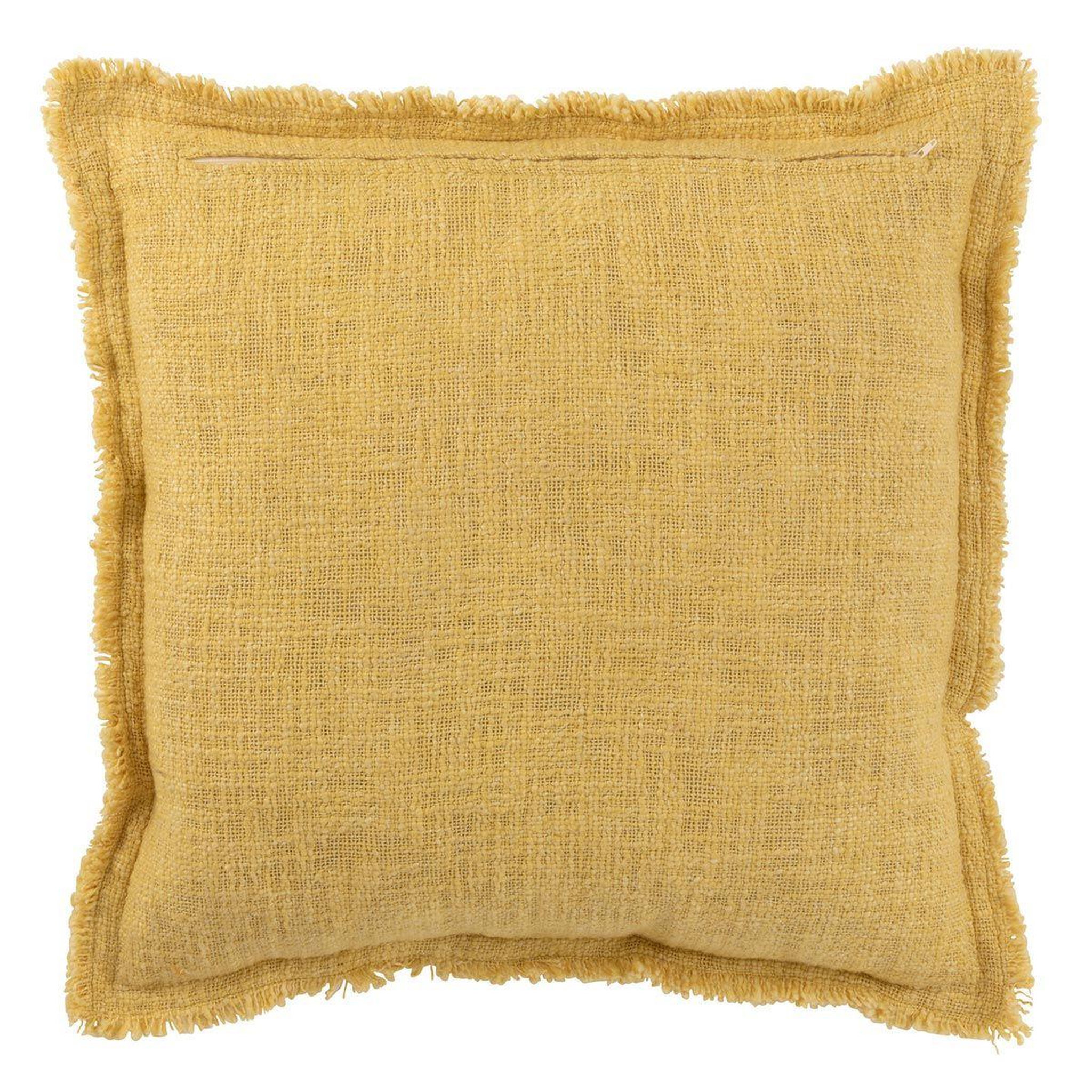 Voir la diapositive 2 : J-LINE Coussin déco franges  amalia  50x50cm moutarde