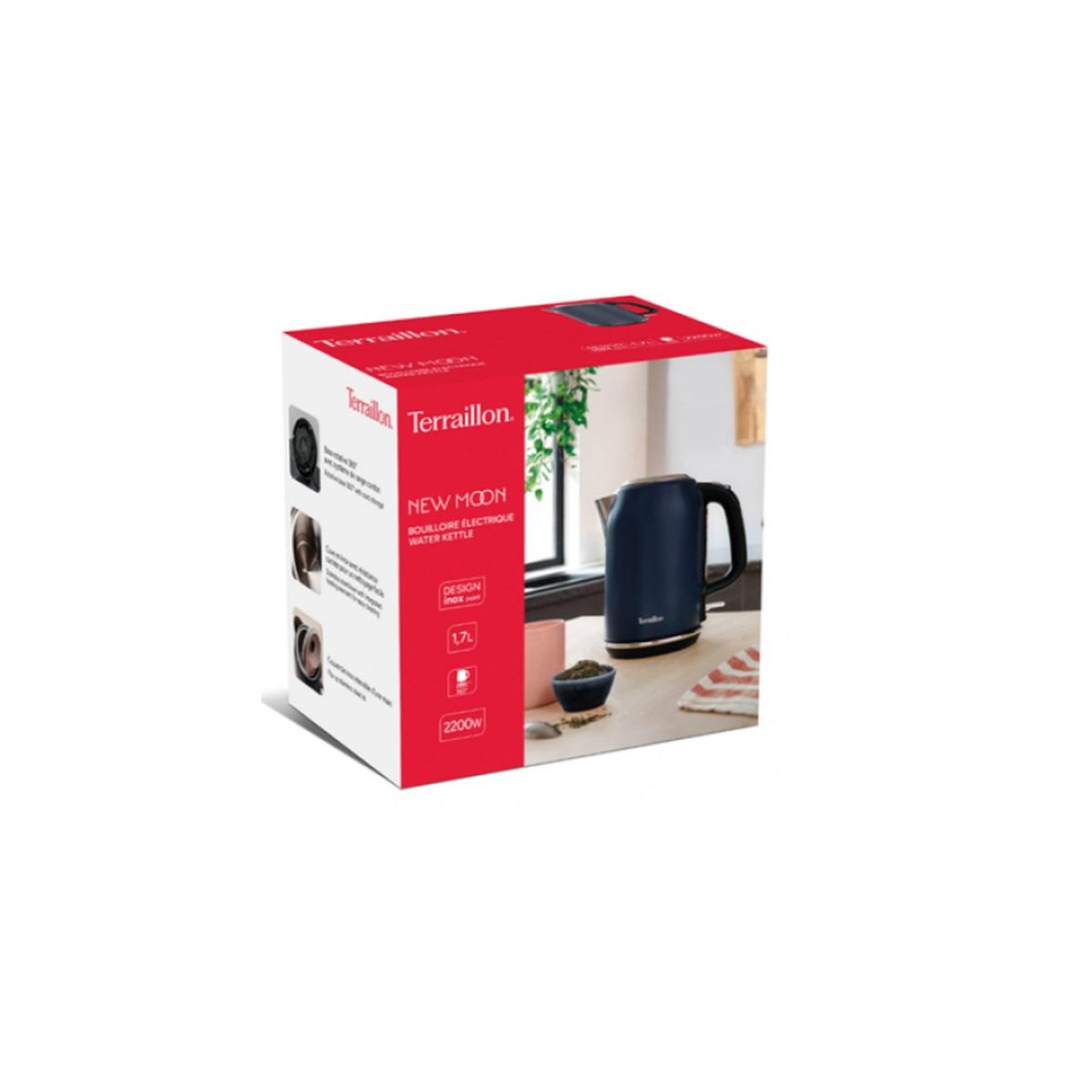 Voir la diapositive 2 : Terraillon Bouilloire sans fil 1.7l 2200w bleu - 15436
