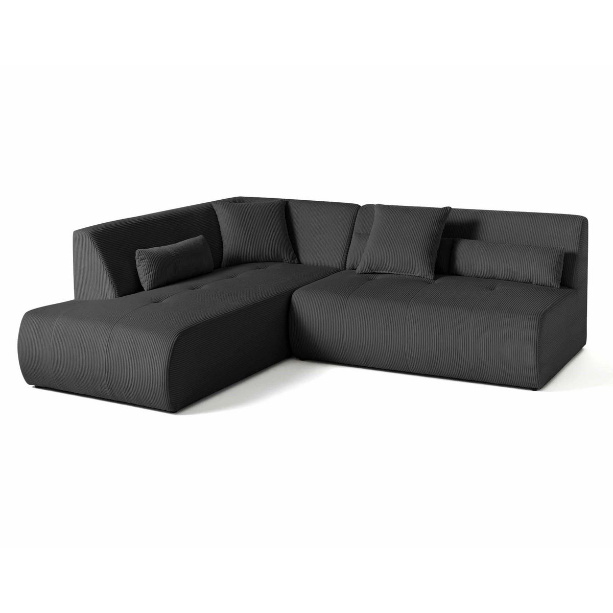 LISA DESIGN Onyx - canapé modulable d'angle gauche - 5 places - en velours côtelé