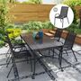 Voir la diapositive 2 : OUTSUNNY Lot de 4 chaises de jardin empilables - assise ergonomique, haut dossier, accoudoirs - acier textilène noir