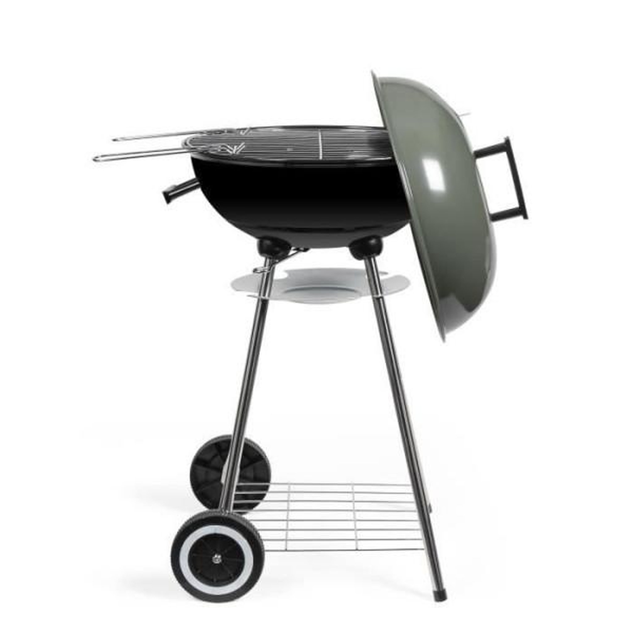 Voir la diapositive 2 : AAAAA Barbecue a charbon - LIVOO - DOC172K - ø41 cm - Grille en acier chromé - Hauteur 69,5 cm - Poignées - 2 roues crantées