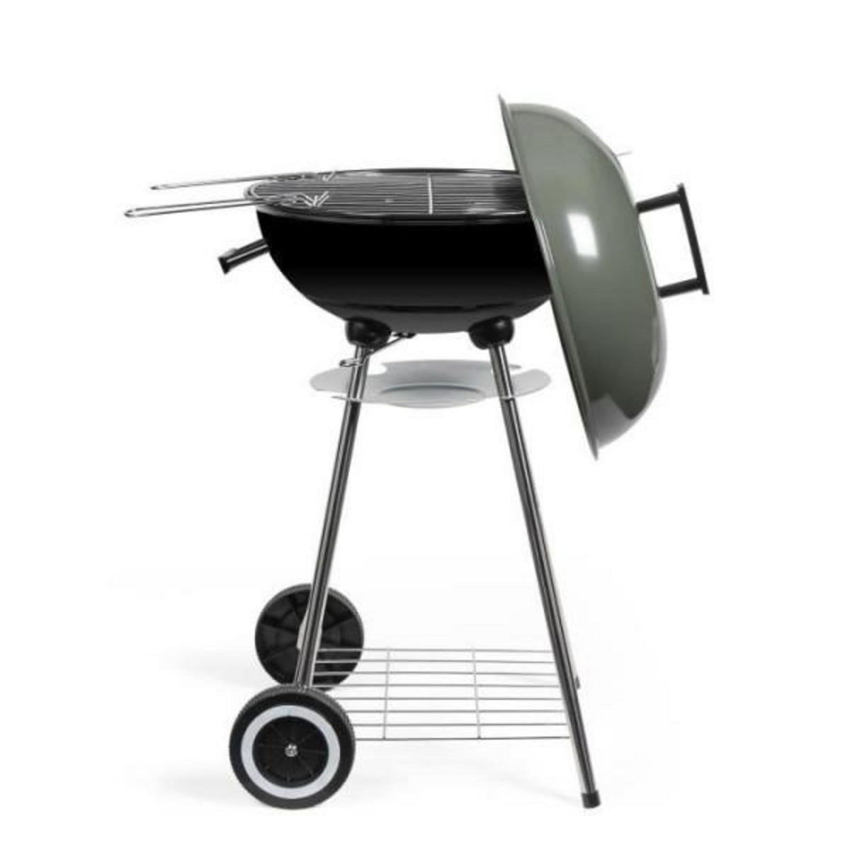 AAAAA Barbecue a charbon - LIVOO - DOC172K - ø41 cm - Grille en acier chromé - Hauteur 69,5 cm - Poignées - 2 roues crantées