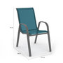 Voir la diapositive 6 : ID MARKET Lot de 4 chaises de jardin LYMA métal et textilène empilables bleu canard