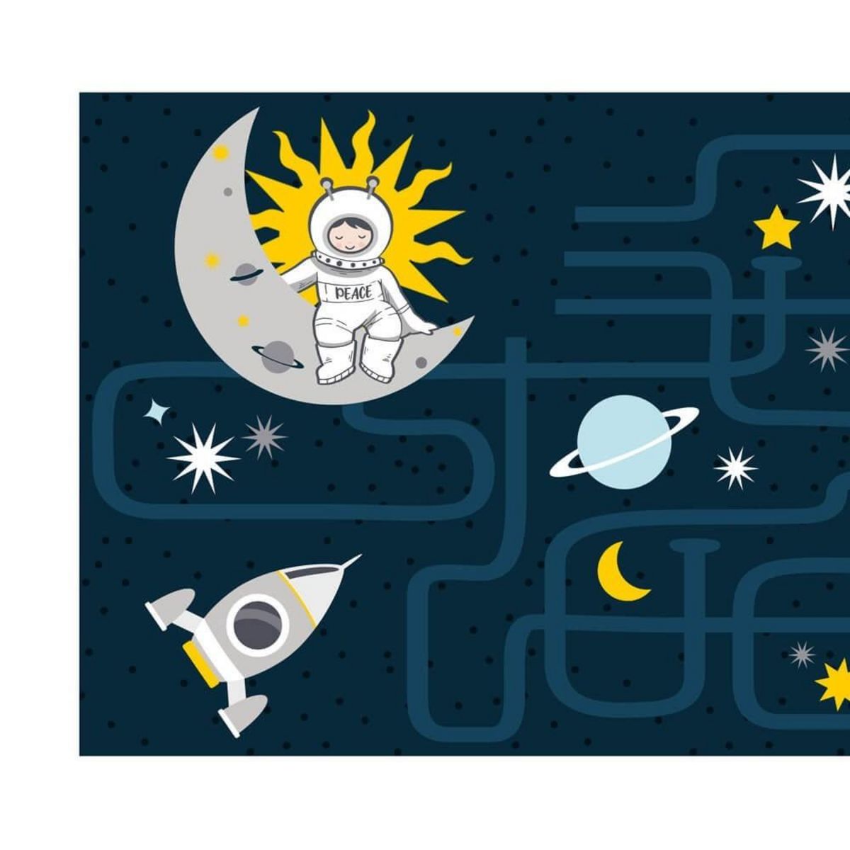 Douceur d'Intérieur Tapis rectangle 60x120 cm Petit Astronaute