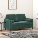 VIDAXL Canape 2 places avec oreillers vert fonce 120 cm velours