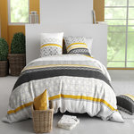 ATELIER DU COTON Parure housse de couette 100% coton 57fils spira. Coloris disponibles : Multicolore