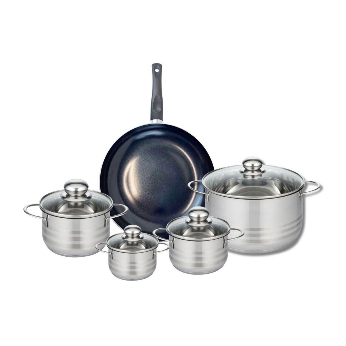 ELO Ensemble de 1 Poêle de cuisson 28 cm et 4 faitouts 12, 14, 16 et 24 cm Elo Prima Brillant